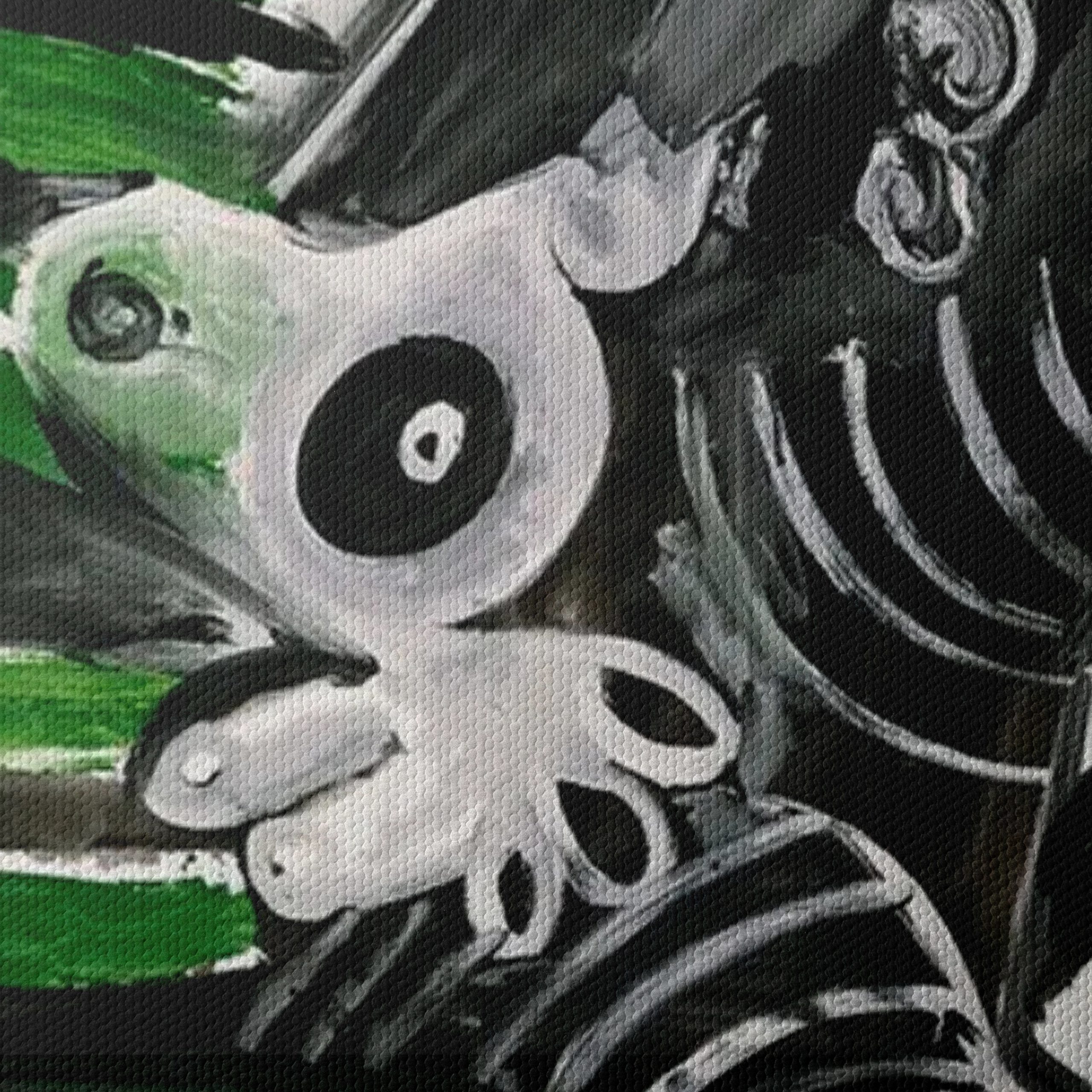 Dynamic Abstract Composition with Striking Green and Black - Image 4