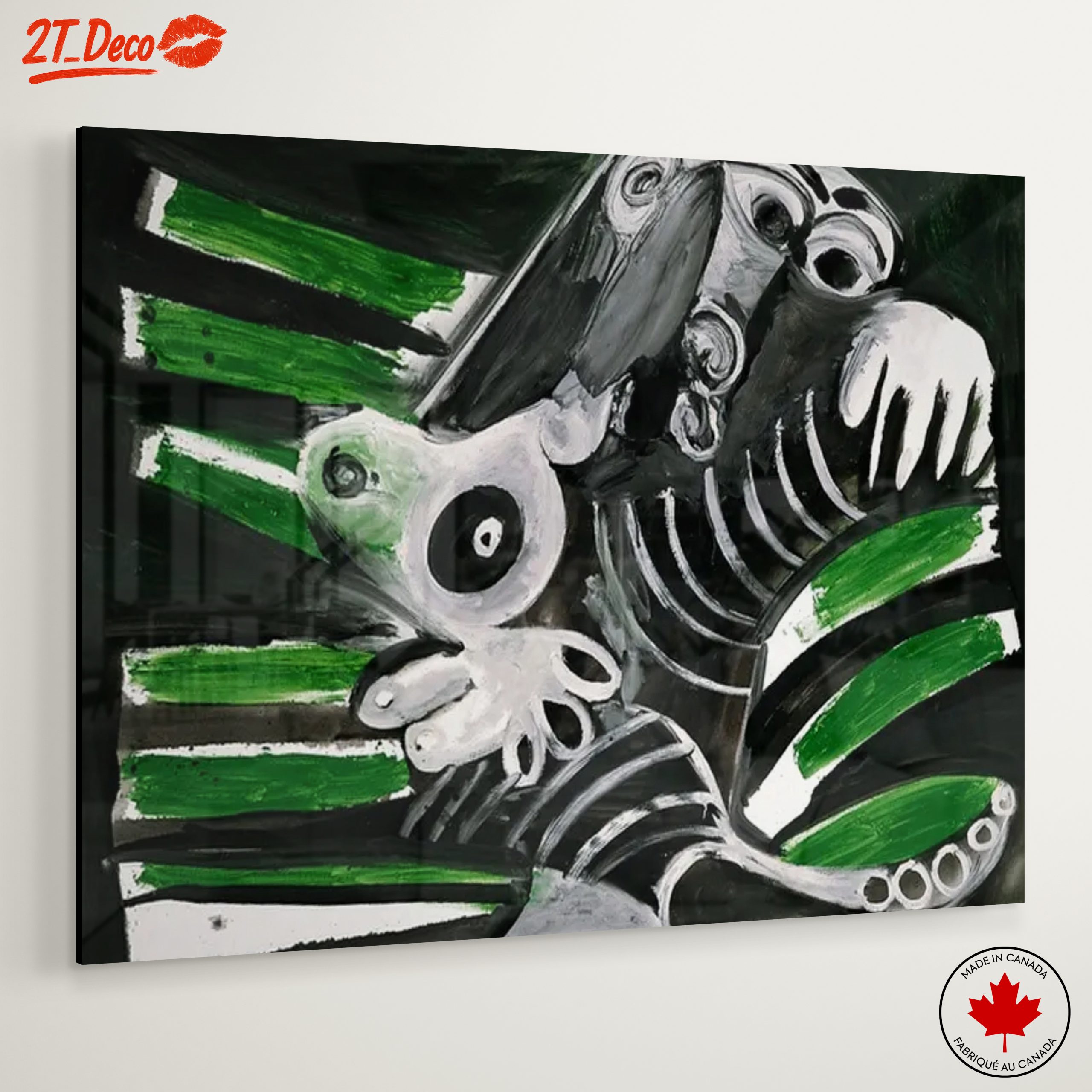 Dynamic Abstract Composition with Striking Green and Black - Image 6