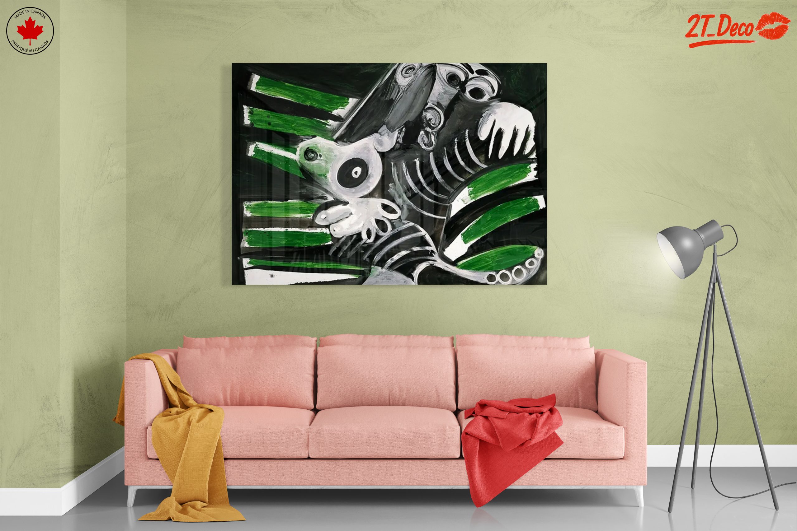 Dynamic Abstract Composition with Striking Green and Black - Image 7