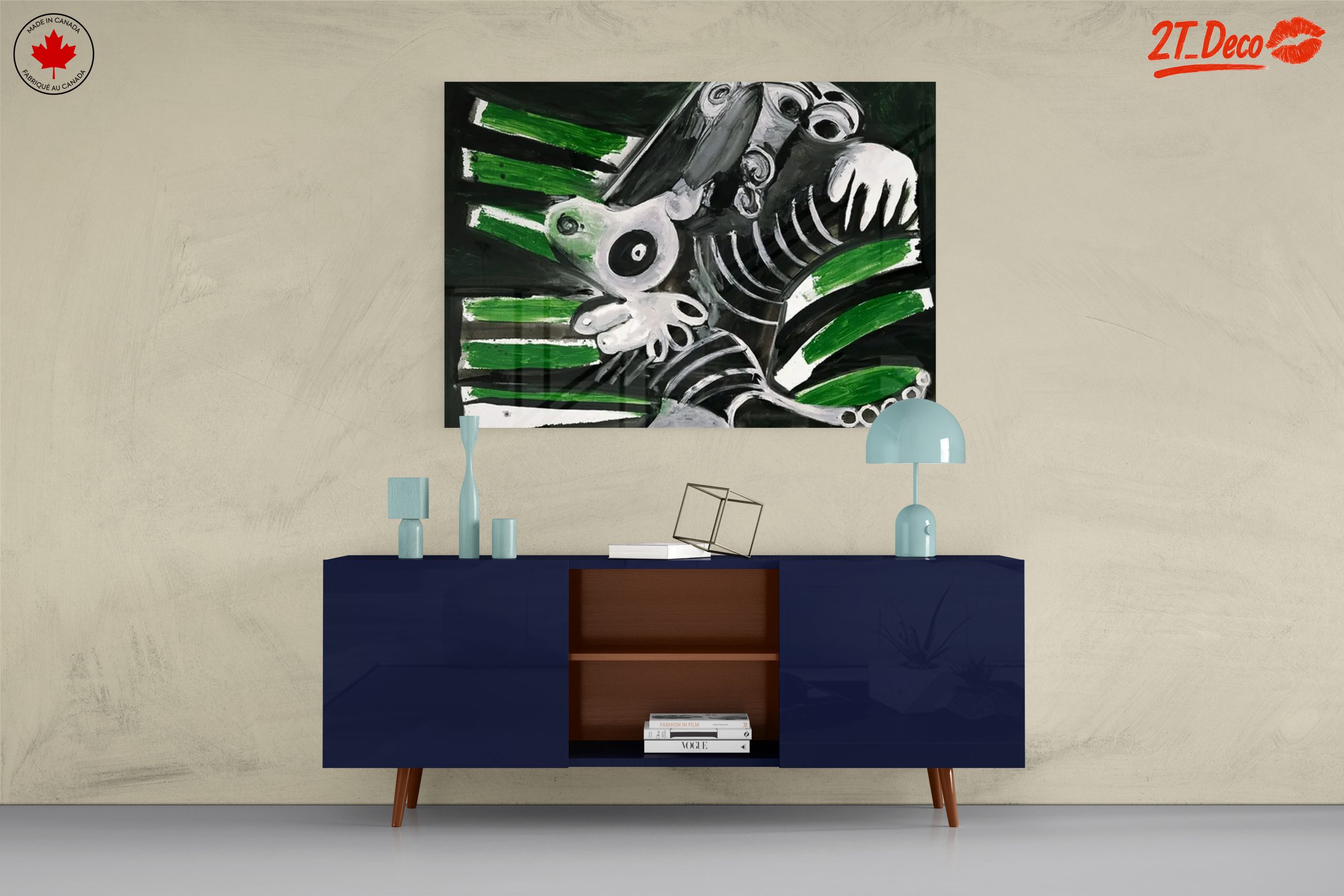 Dynamic Abstract Composition with Striking Green and Black - Image 8