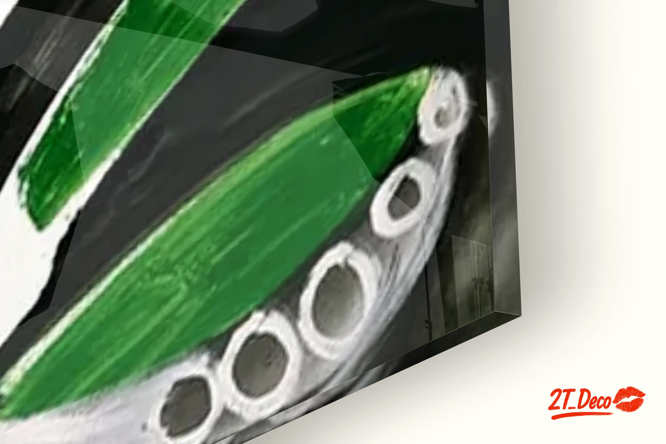 Dynamic Abstract Composition with Striking Green and Black - Image 9