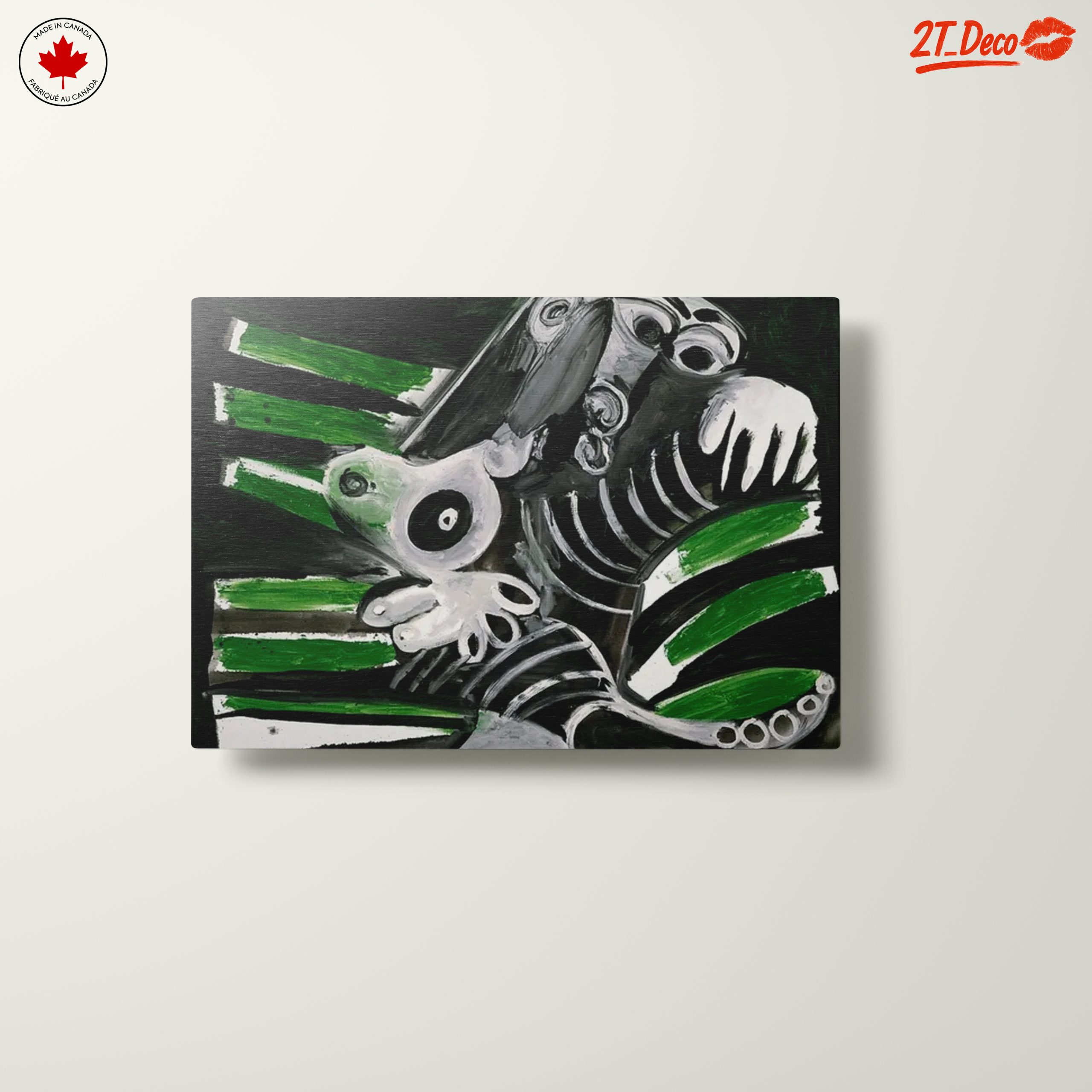Dynamic Abstract Composition with Striking Green and Black - Image 10
