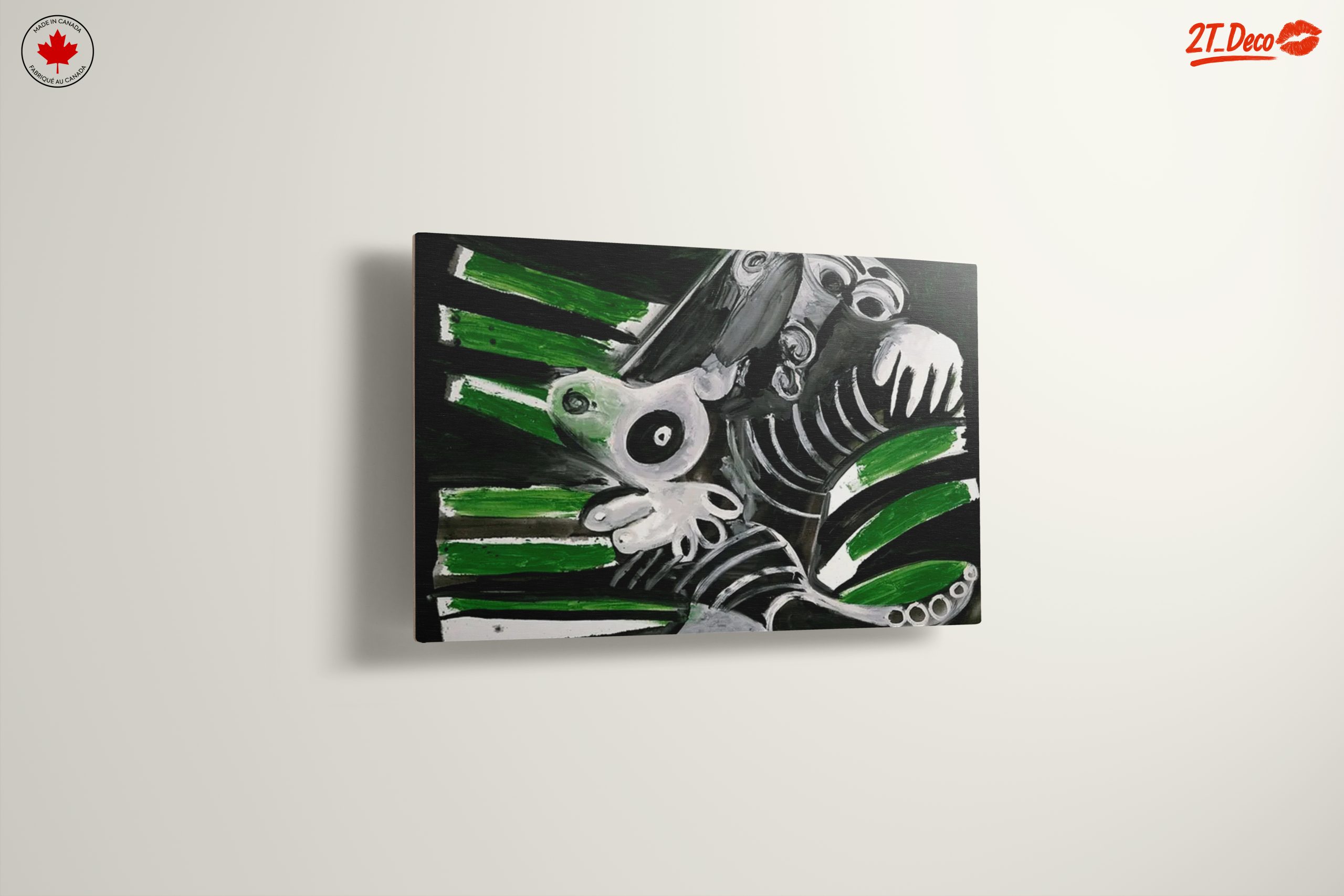 Dynamic Abstract Composition with Striking Green and Black - Image 13