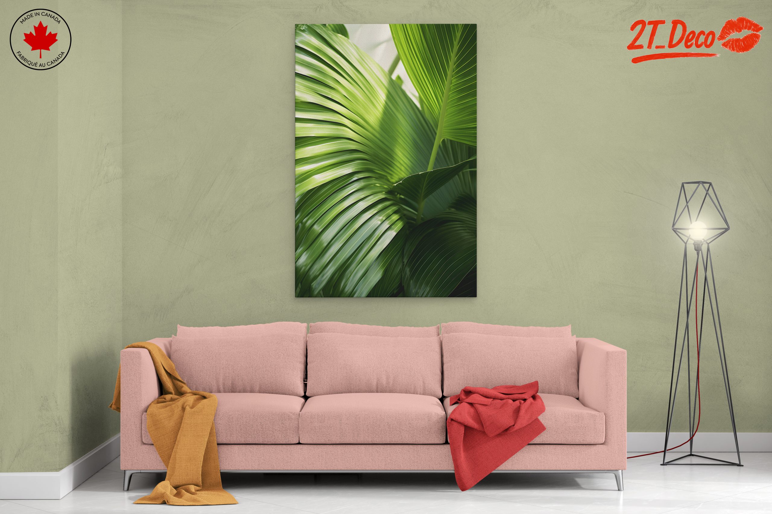 Lush Green Botanical Leaf Artwork - Image 2