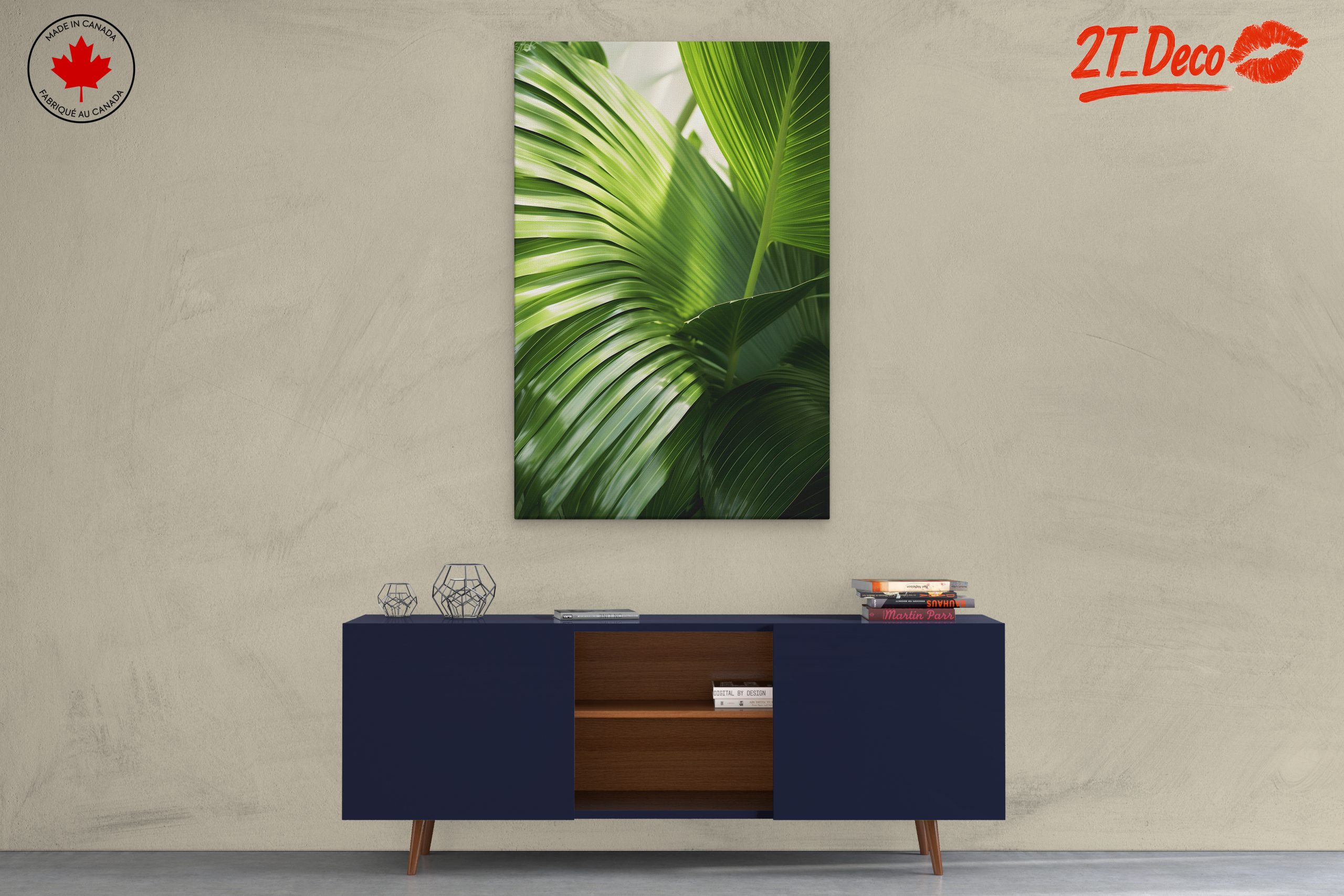 Lush Green Botanical Leaf Artwork - Image 3