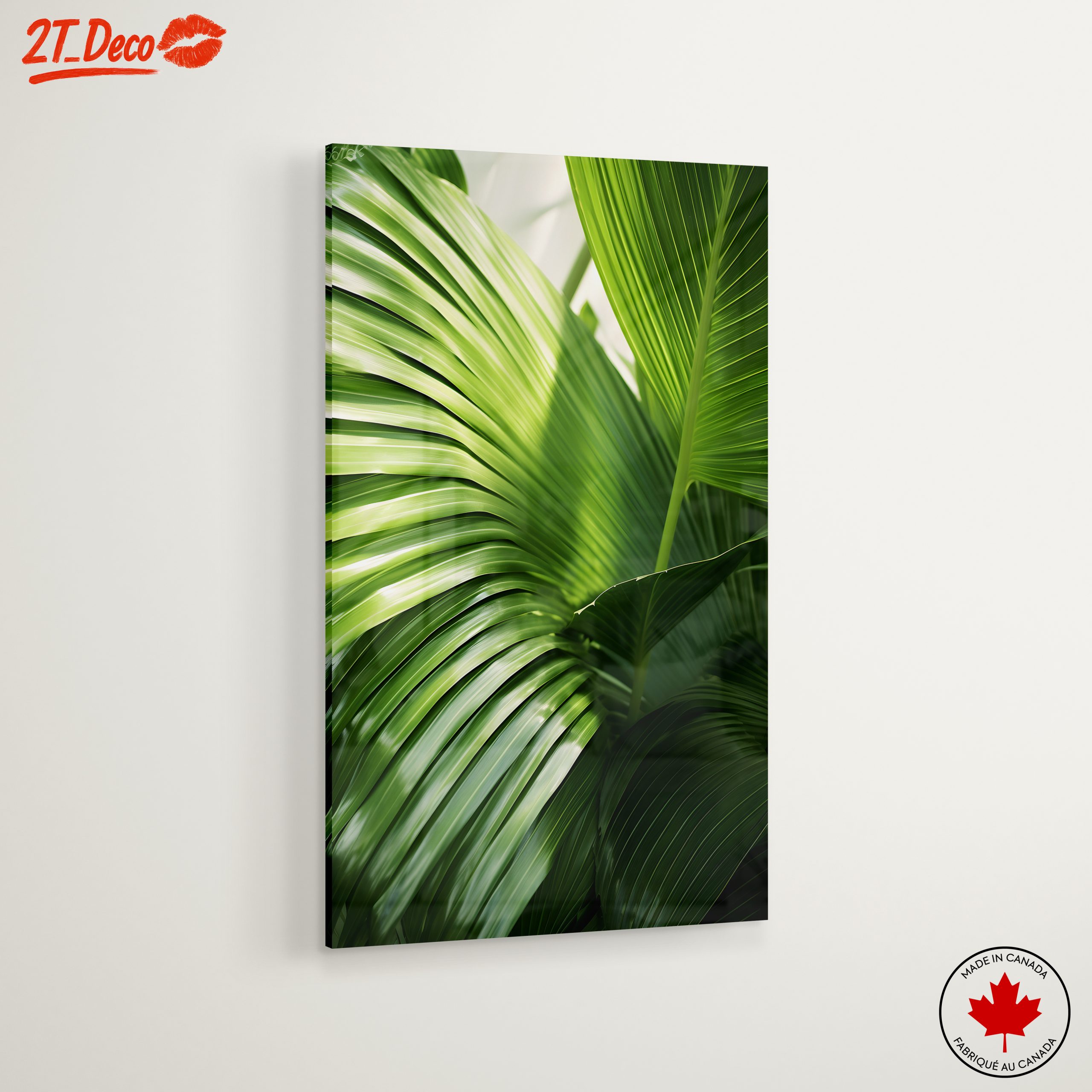 Lush Green Botanical Leaf Artwork - Image 6