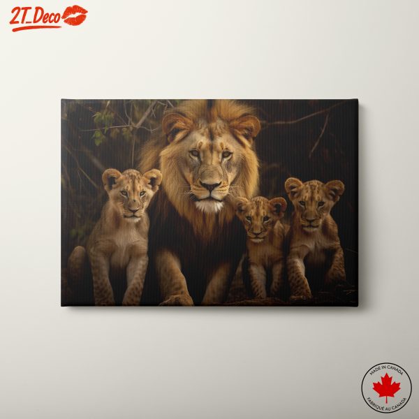 Majestic Lion and Cubs Portrait