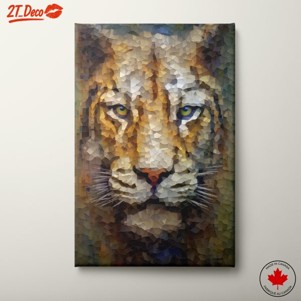 Stylized Lion Artwork with Mosaic Texture