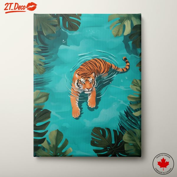 Vibrant Tiger Swimming in Tropical Waters