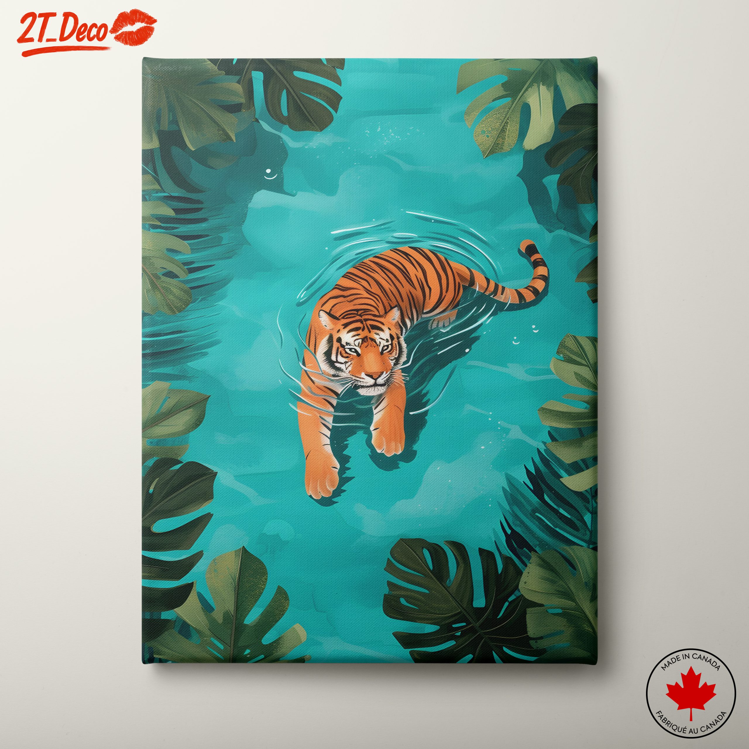 Vibrant Tiger Swimming in Tropical Waters