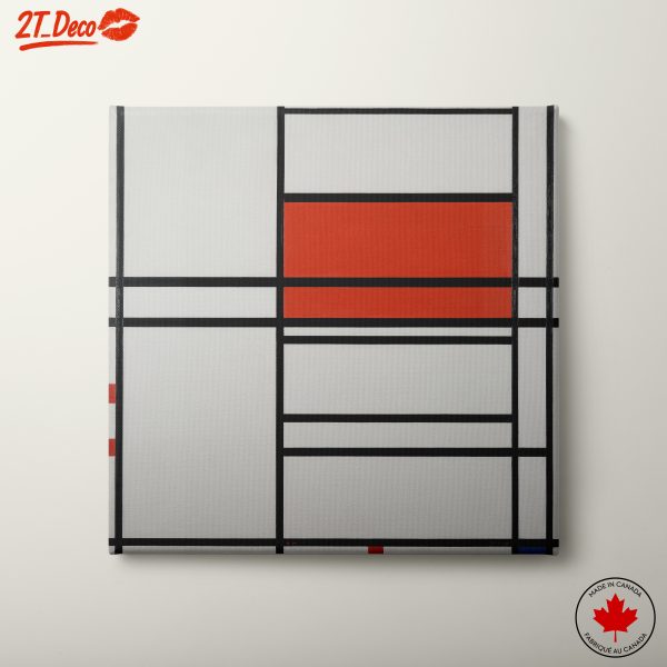 Geometric Modern Abstract Art with Red Accents