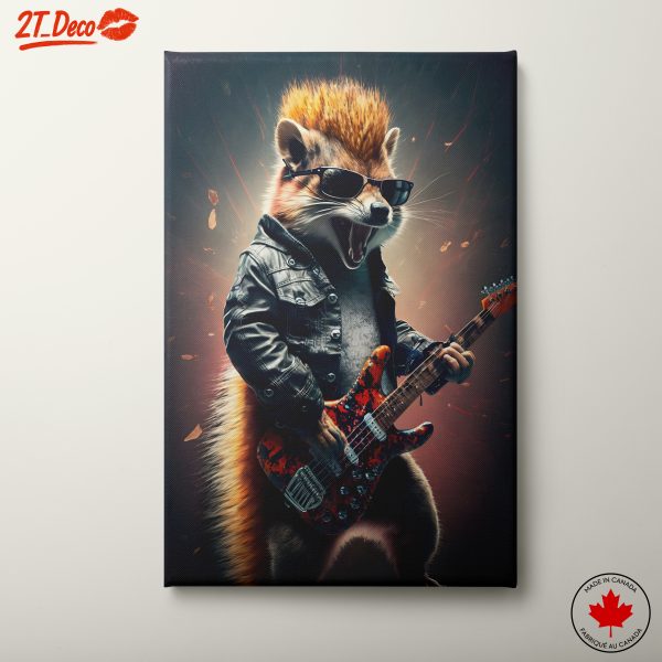 Whimsical Rockstar Animal Playing Guitar