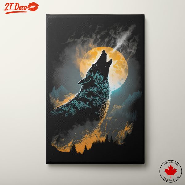 Howling Wolf Against Full Moon