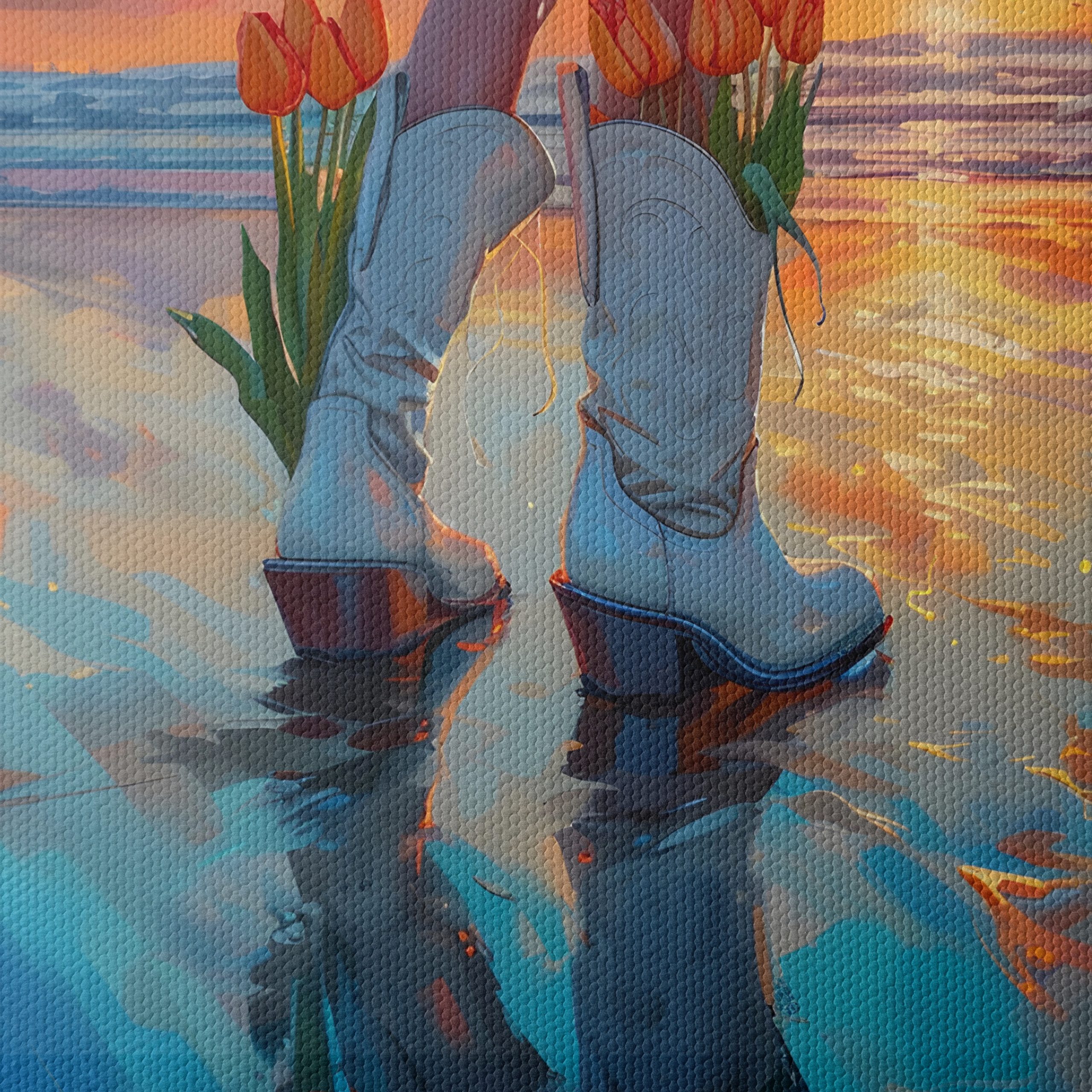 Stylish Sunset Portrait with Flowers - Image 4