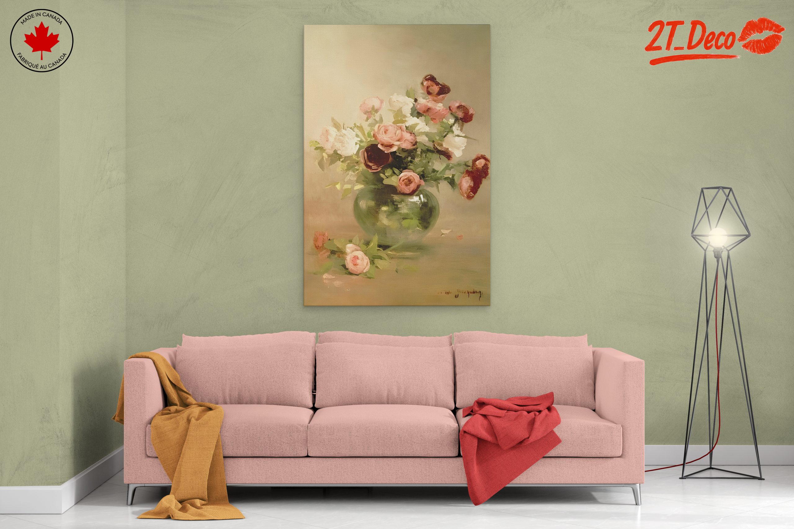 Beautiful Floral Arrangement in a Green Vase - Image 2