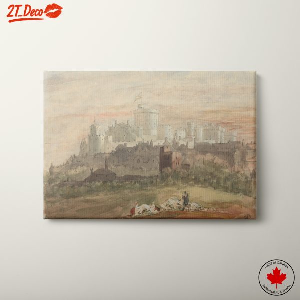 Majestic Castle Landscape in Soft Watercolors
