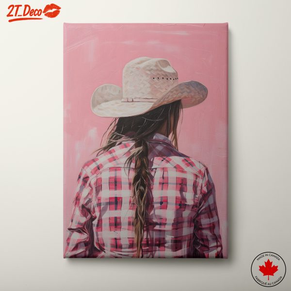 Back View of a Cowgirl in a Pink Shirt