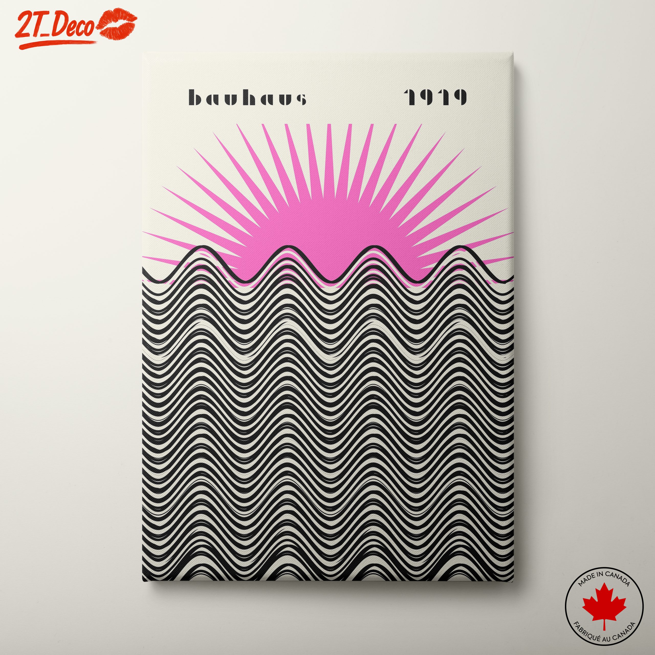 Bauhaus Style Sun and Waves Art