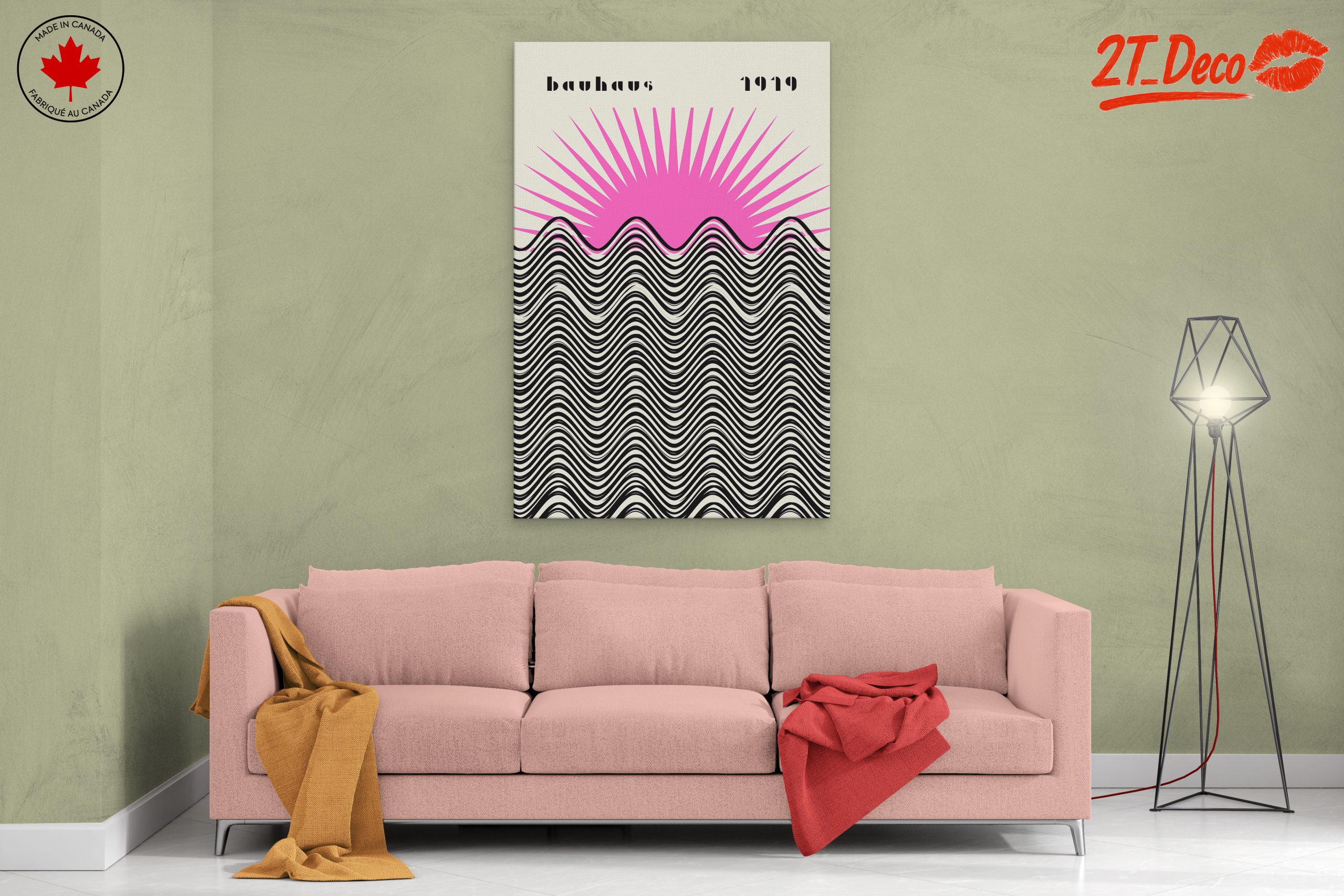 Bauhaus Style Sun and Waves Art - Image 2