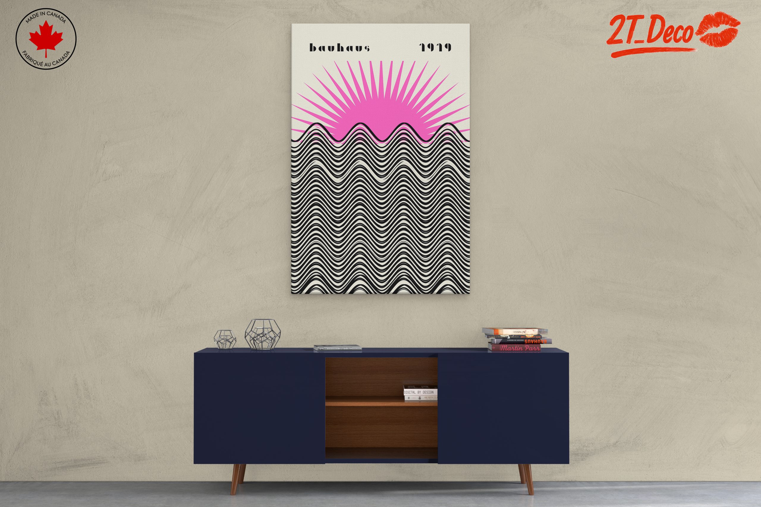 Bauhaus Style Sun and Waves Art - Image 3