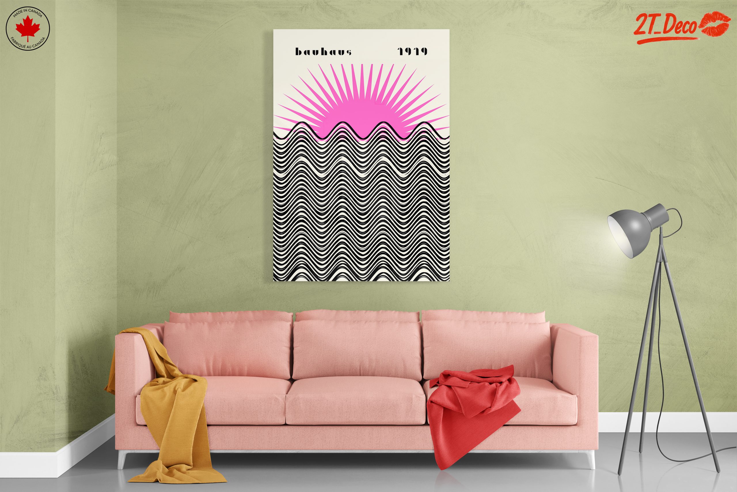 Bauhaus Style Sun and Waves Art - Image 7