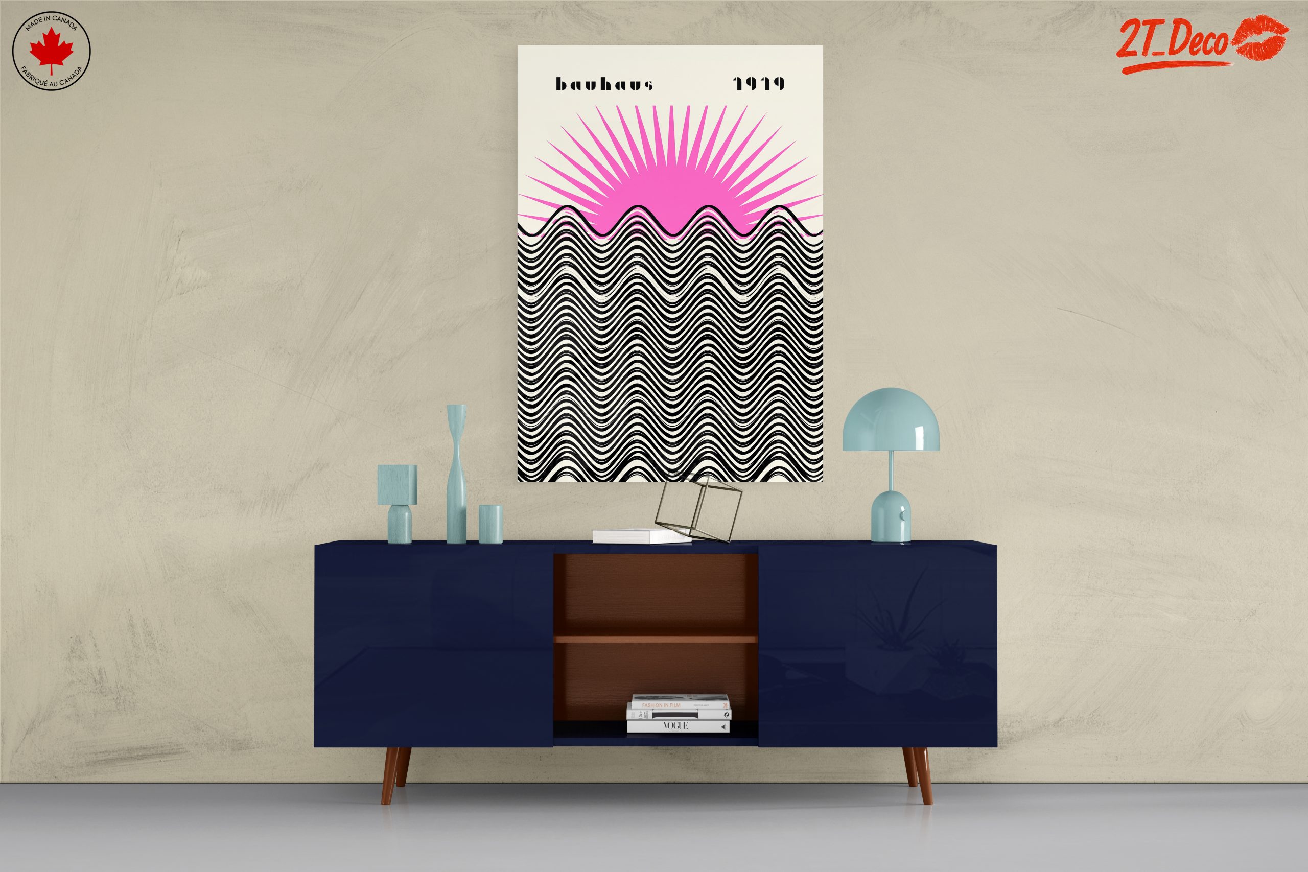 Bauhaus Style Sun and Waves Art - Image 8
