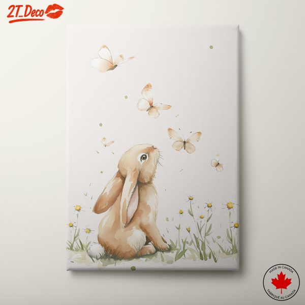 Whimsical Rabbit with Butterflies Artwork