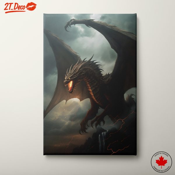 Majestic Fantasy Dragon in Stormy Sky