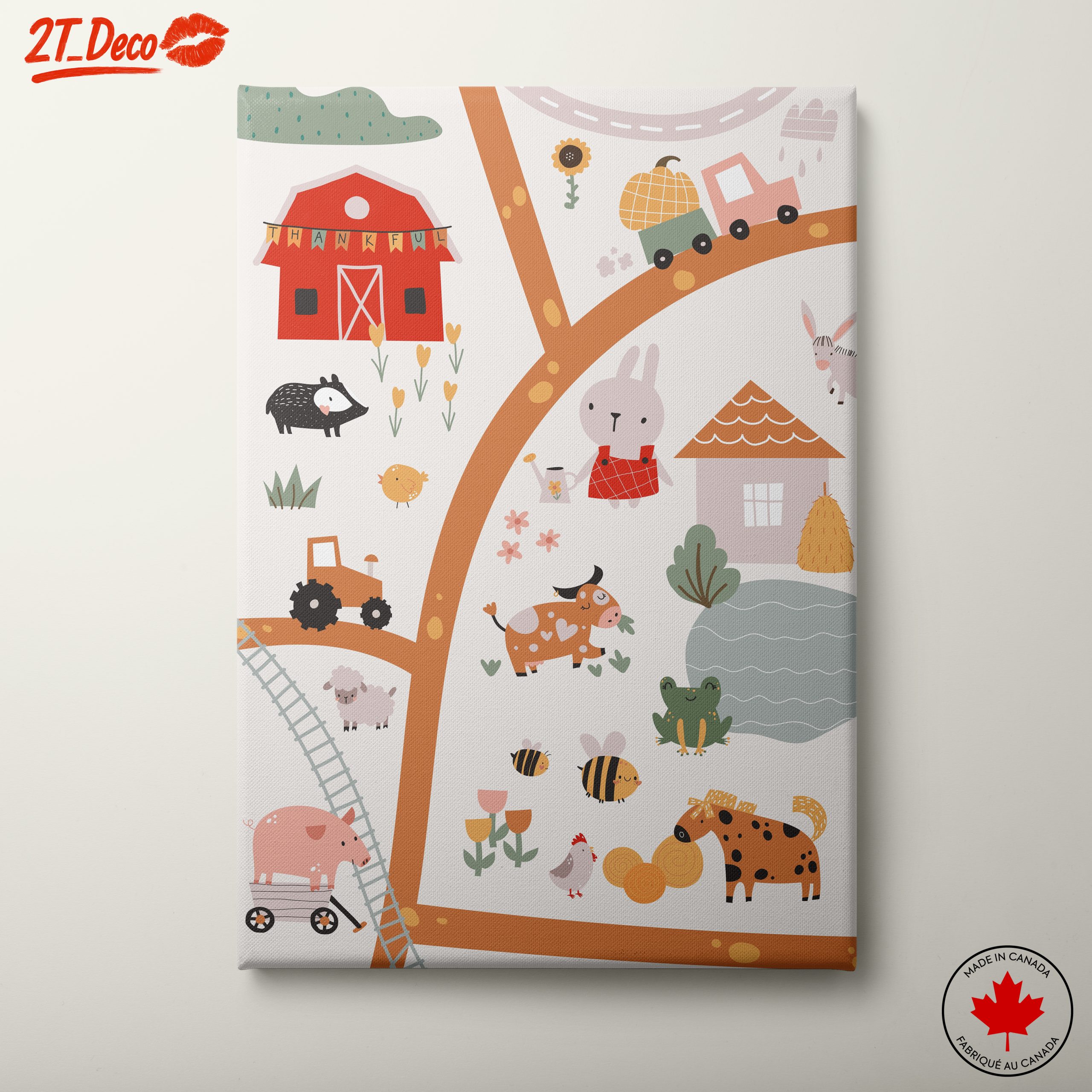Whimsical Farm Animals Scene Art