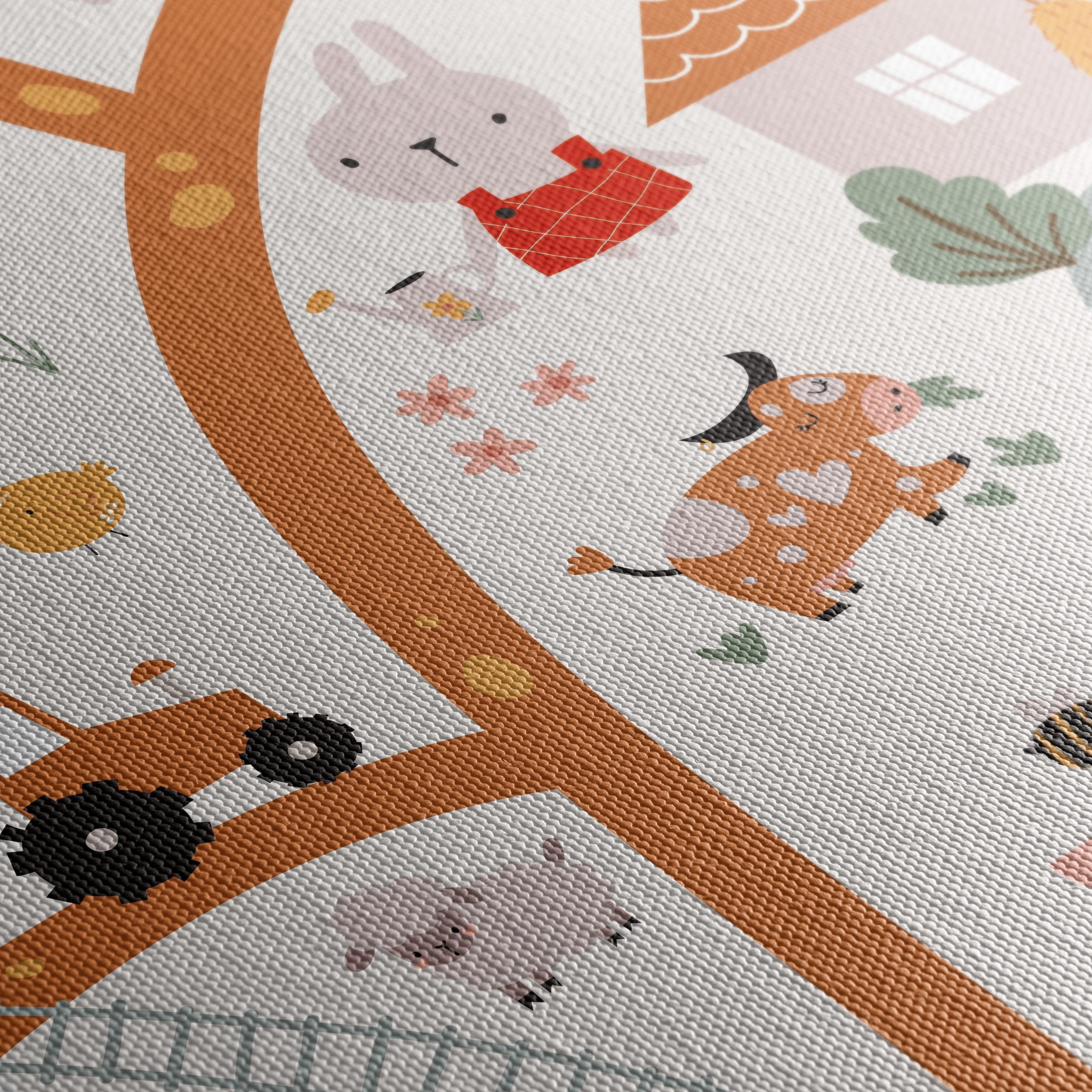 Whimsical Farm Animals Scene Art - Image 5