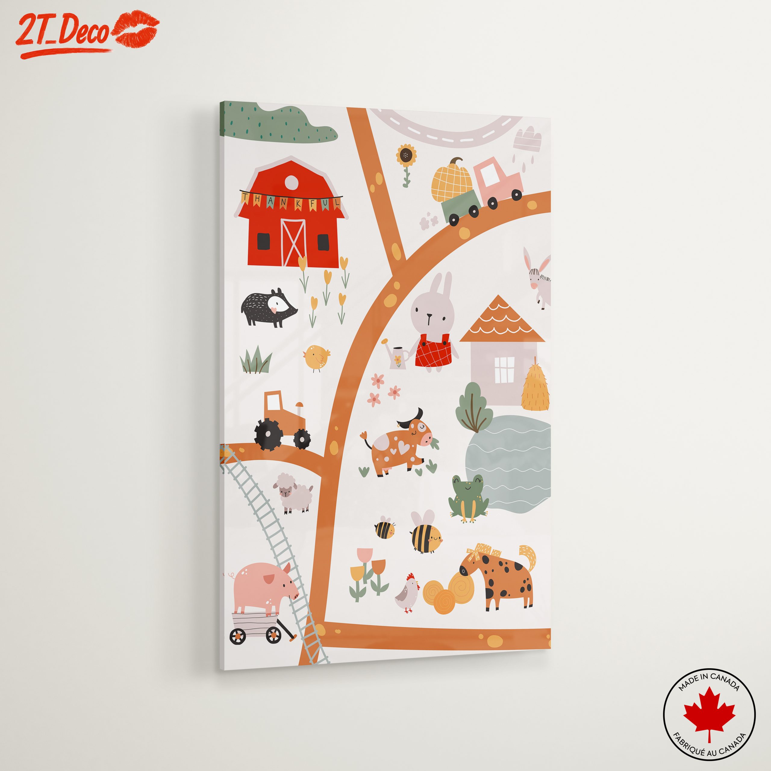 Whimsical Farm Animals Scene Art - Image 6