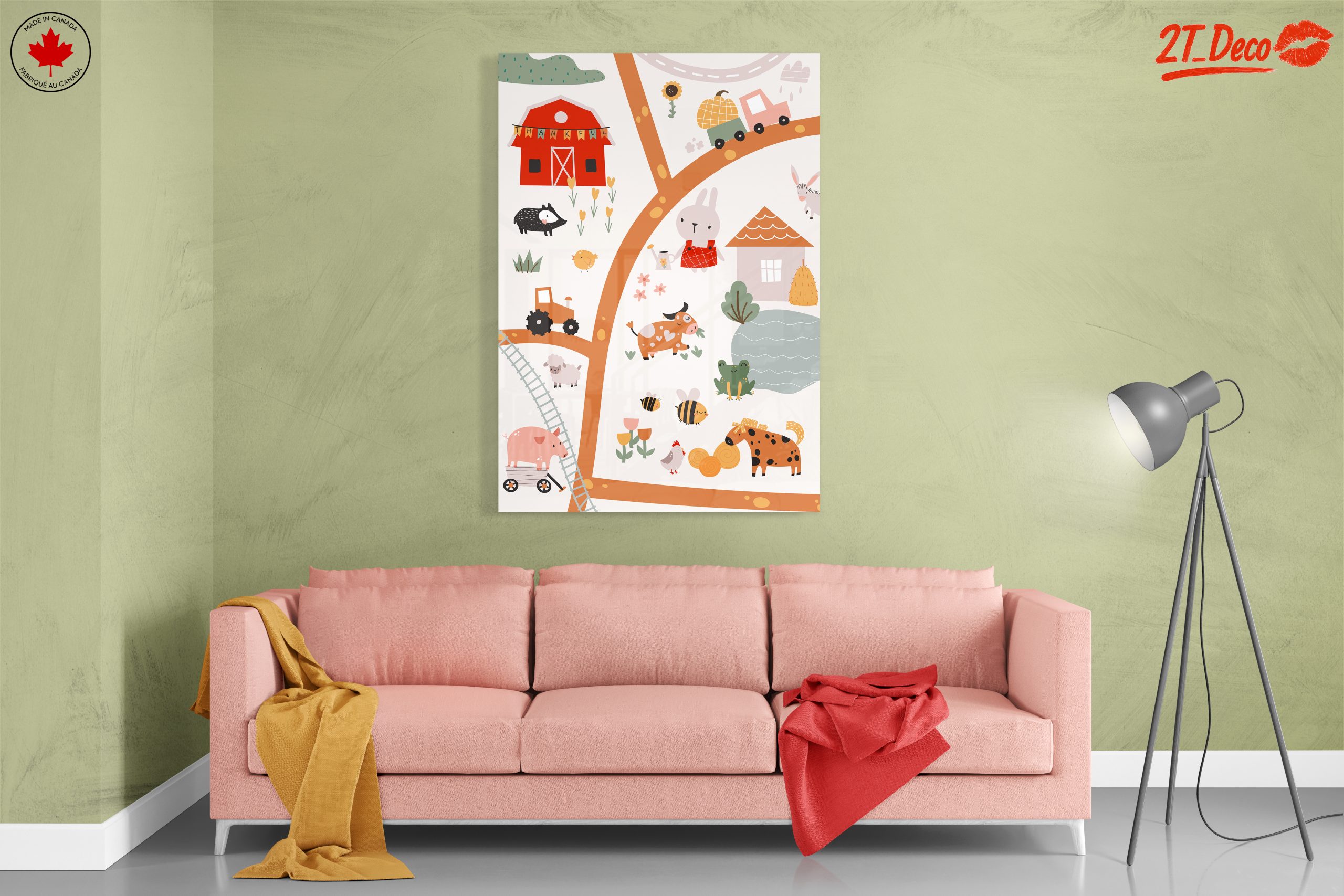 Whimsical Farm Animals Scene Art - Image 7