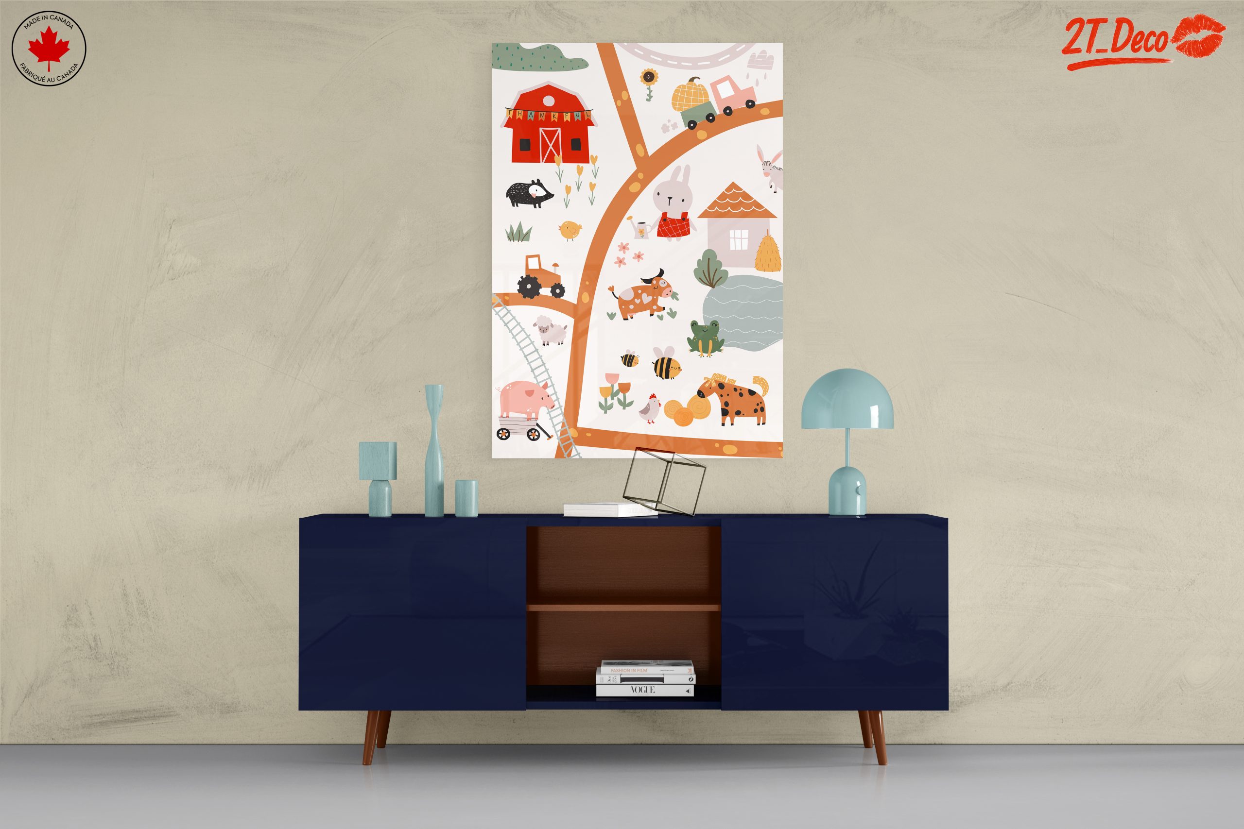 Whimsical Farm Animals Scene Art - Image 8