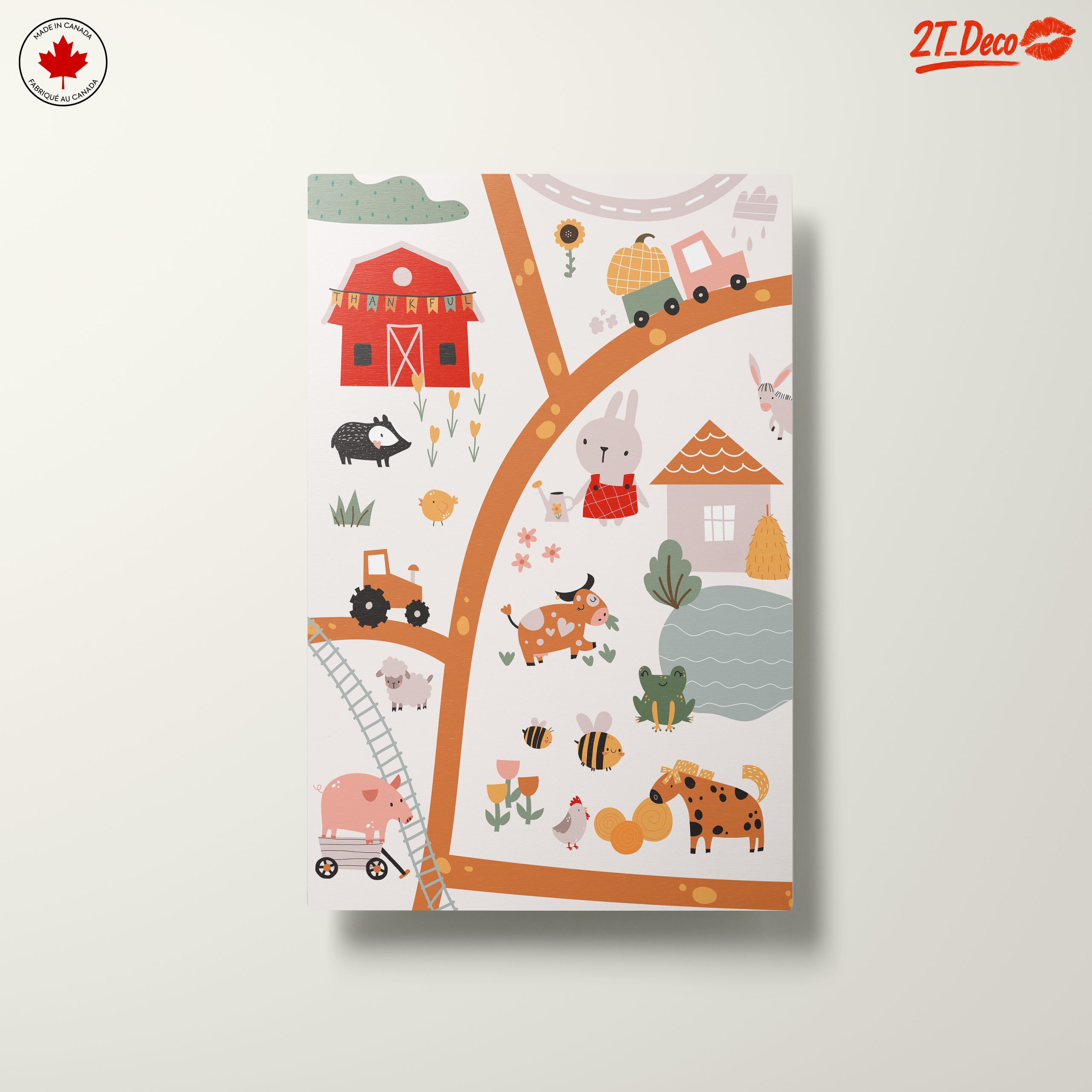 Whimsical Farm Animals Scene Art - Image 10