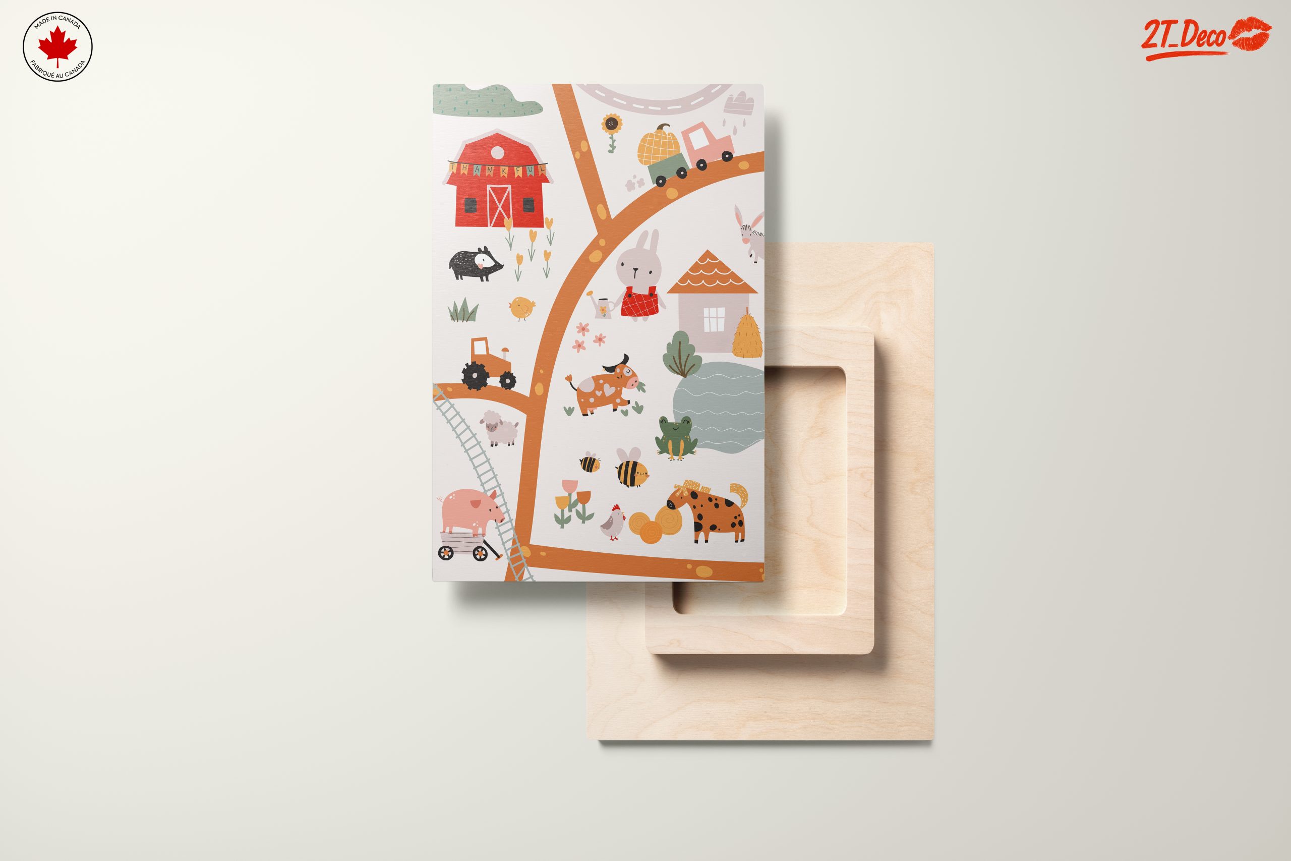 Whimsical Farm Animals Scene Art - Image 11