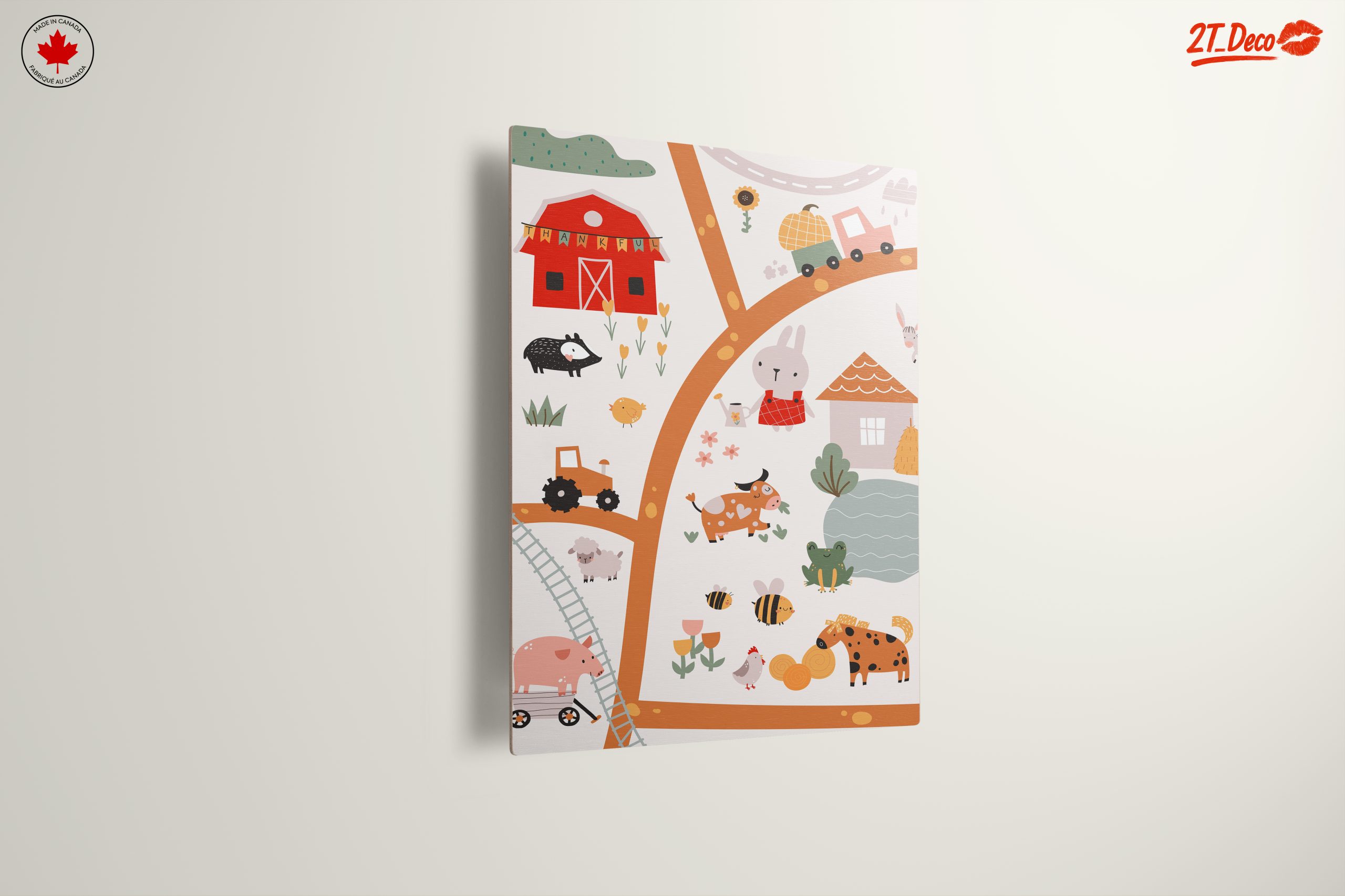Whimsical Farm Animals Scene Art - Image 13