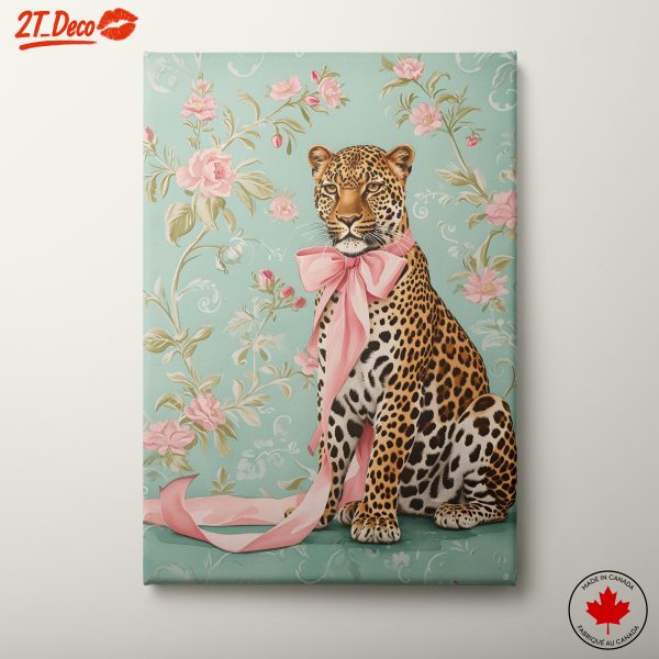Stylized Leopard with Floral Background