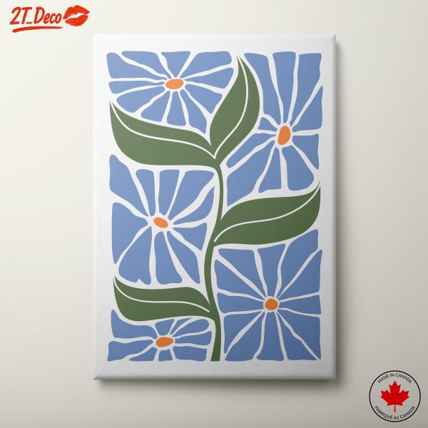 Stylized Floral Design with Blue Flowers