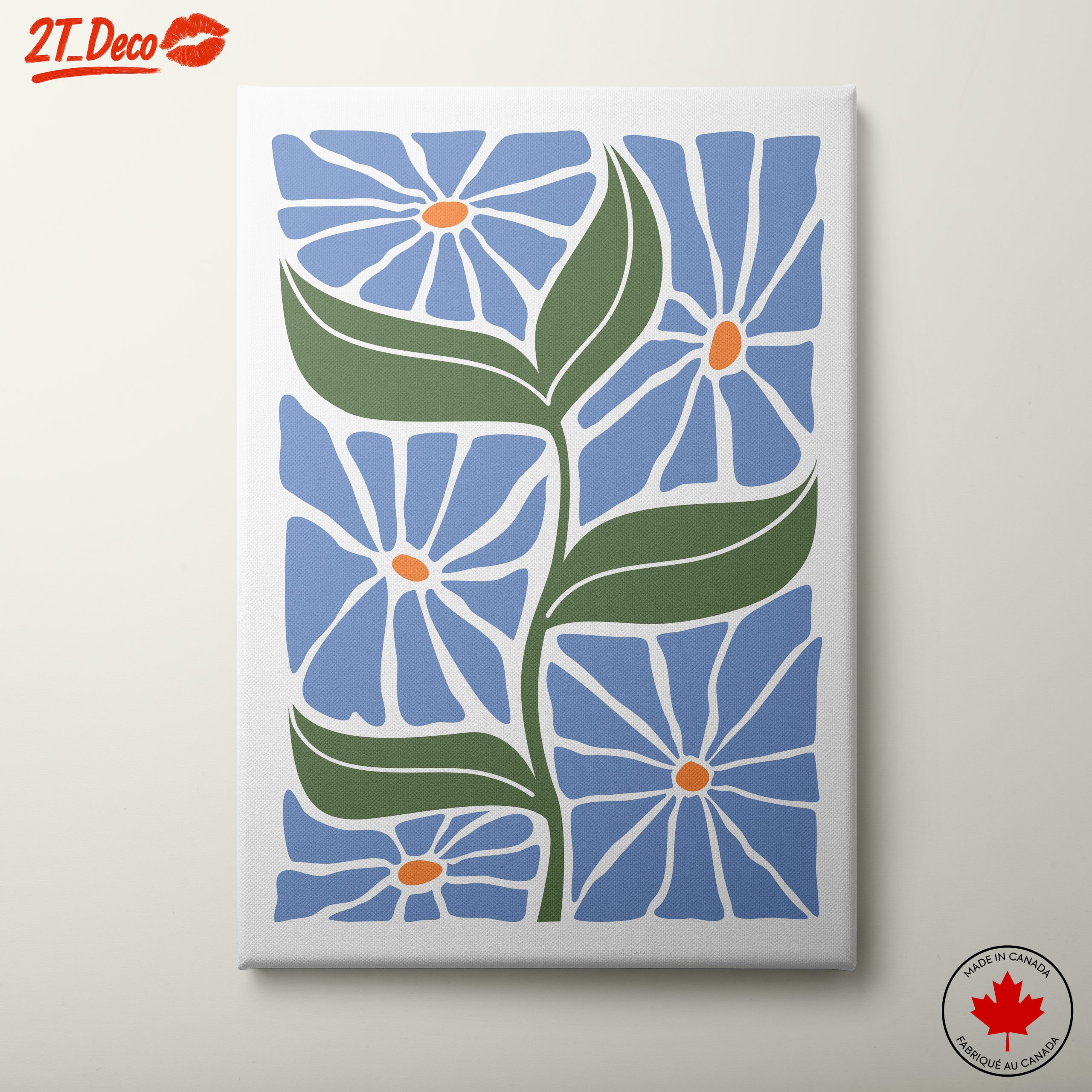 Stylized Floral Design with Blue Flowers
