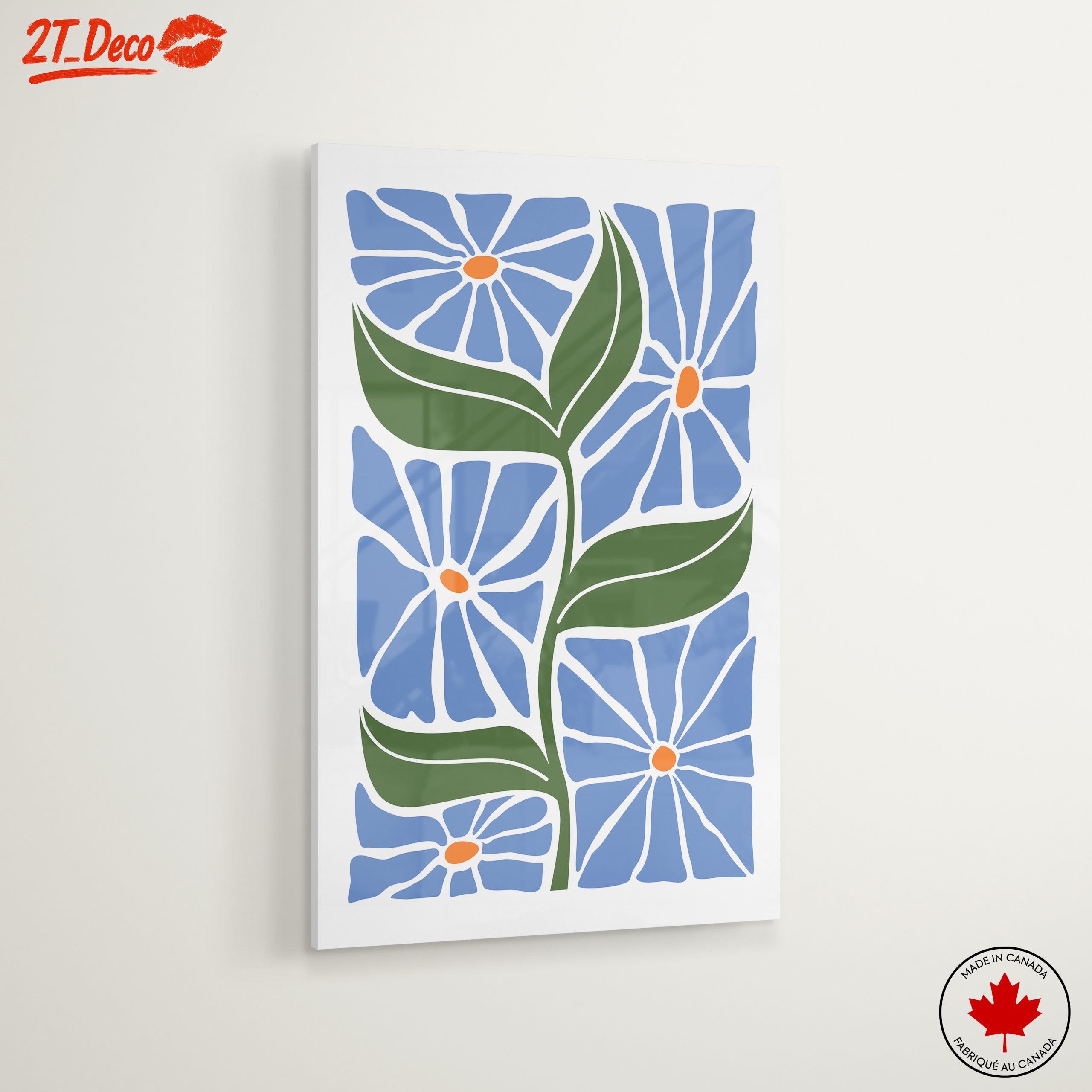 Stylized Floral Design with Blue Flowers - Image 6