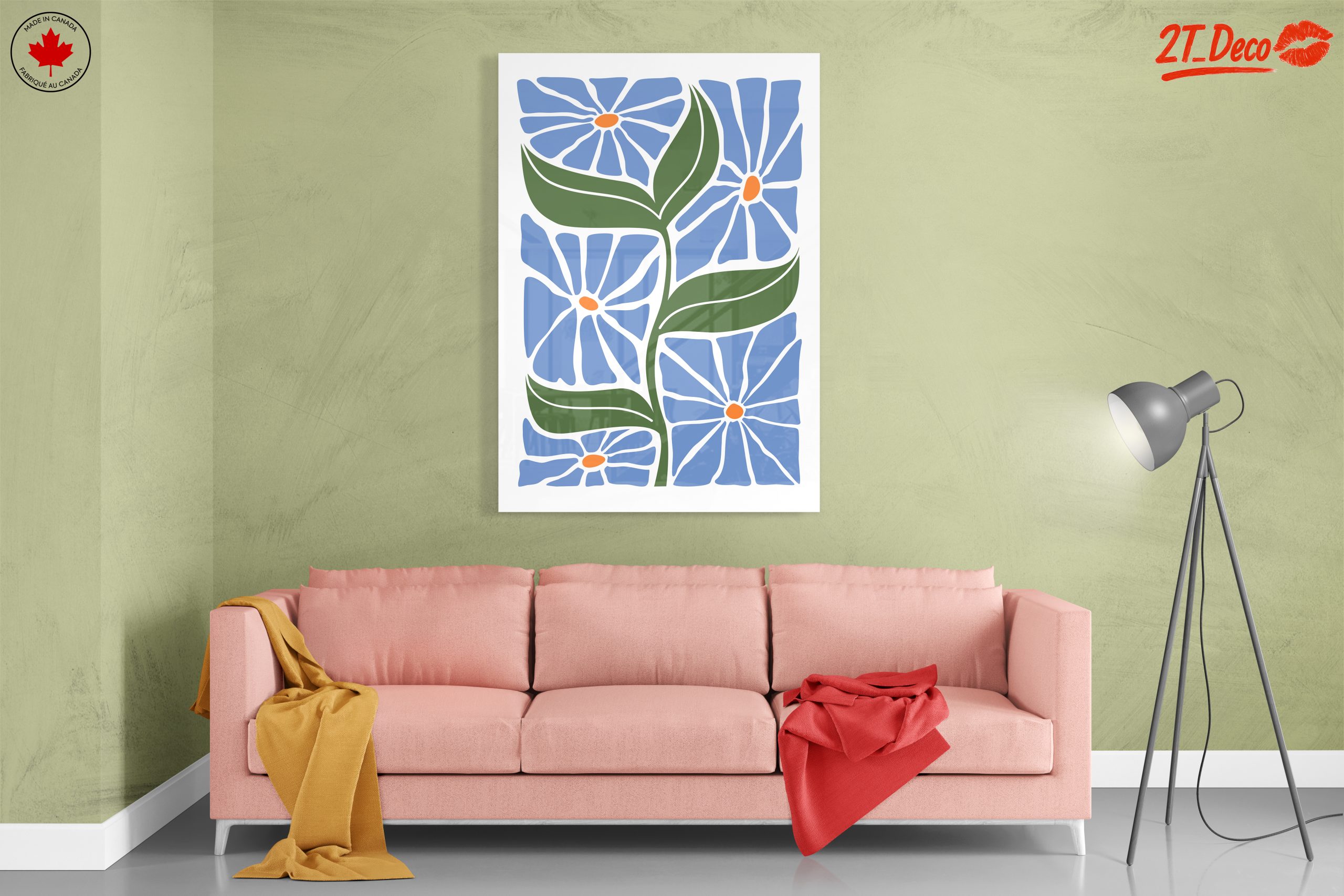 Stylized Floral Design with Blue Flowers - Image 7