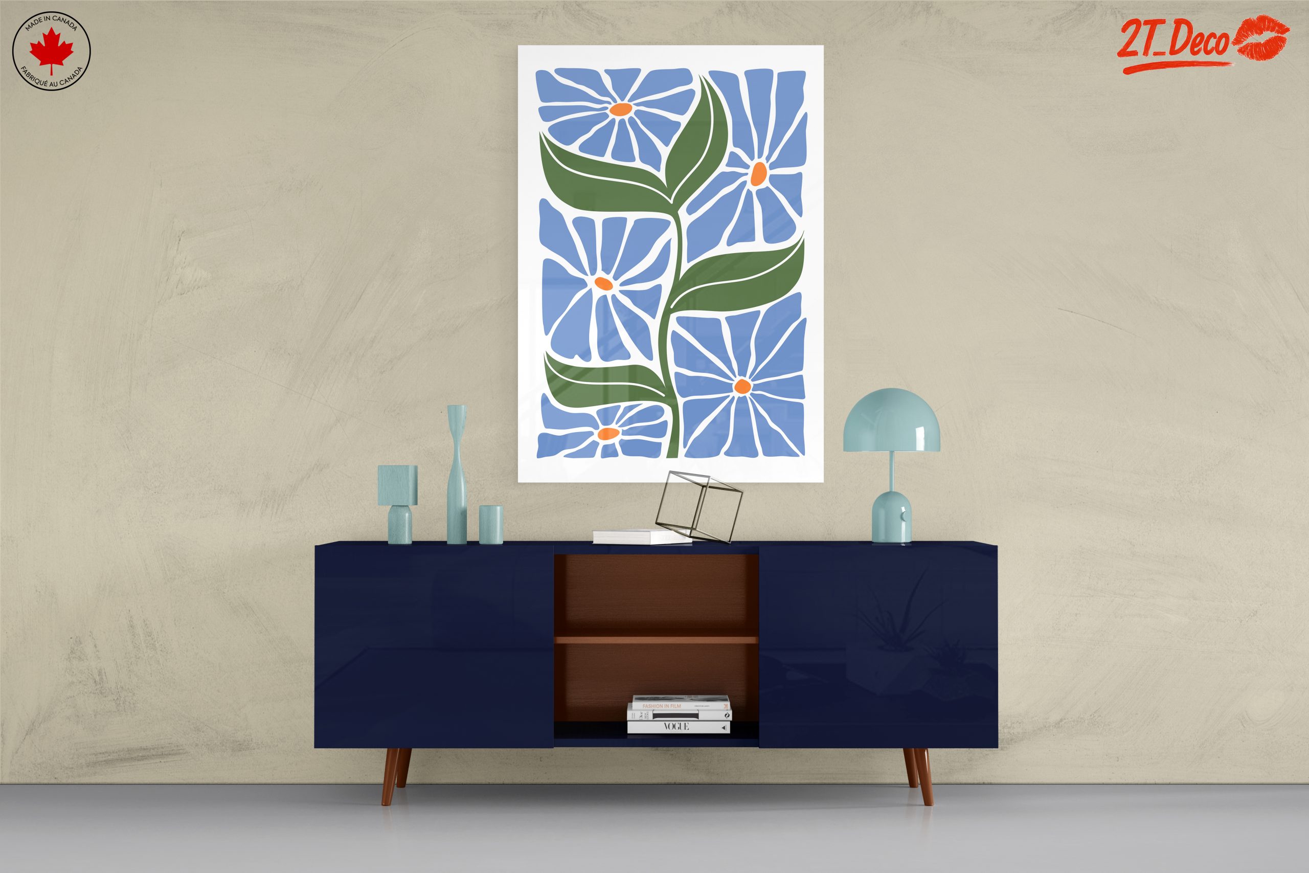 Stylized Floral Design with Blue Flowers - Image 8