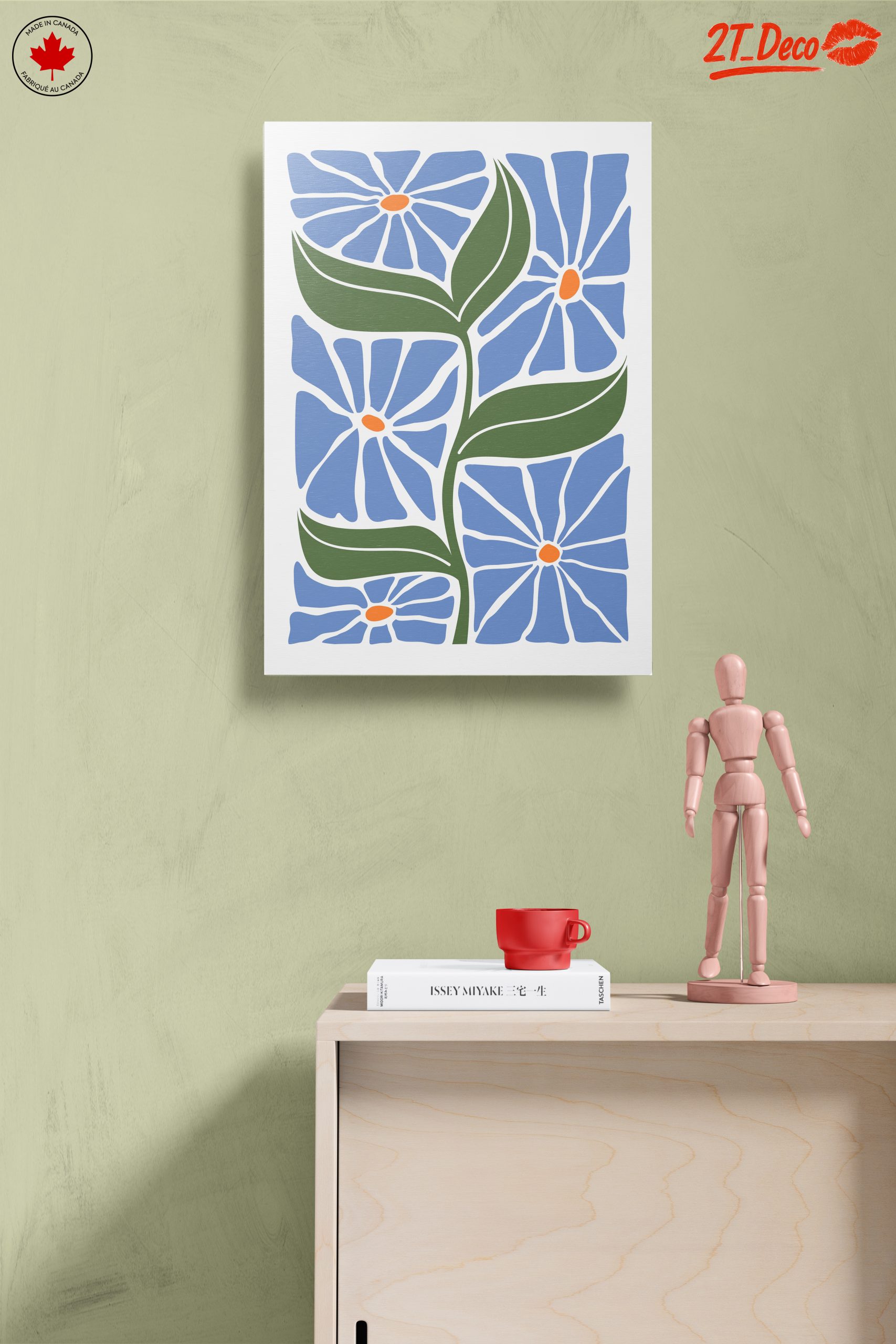 Stylized Floral Design with Blue Flowers - Image 14