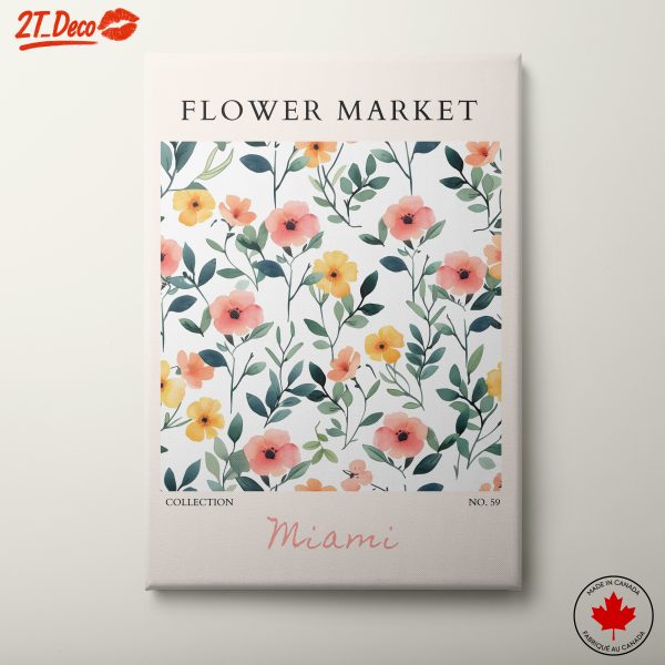 Flower Market Artwork with Colorful Floral Patterns