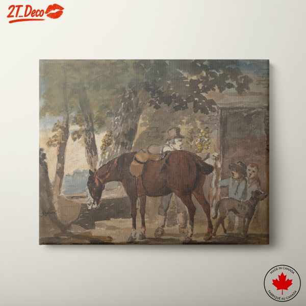 Children with Horse in Farm Setting