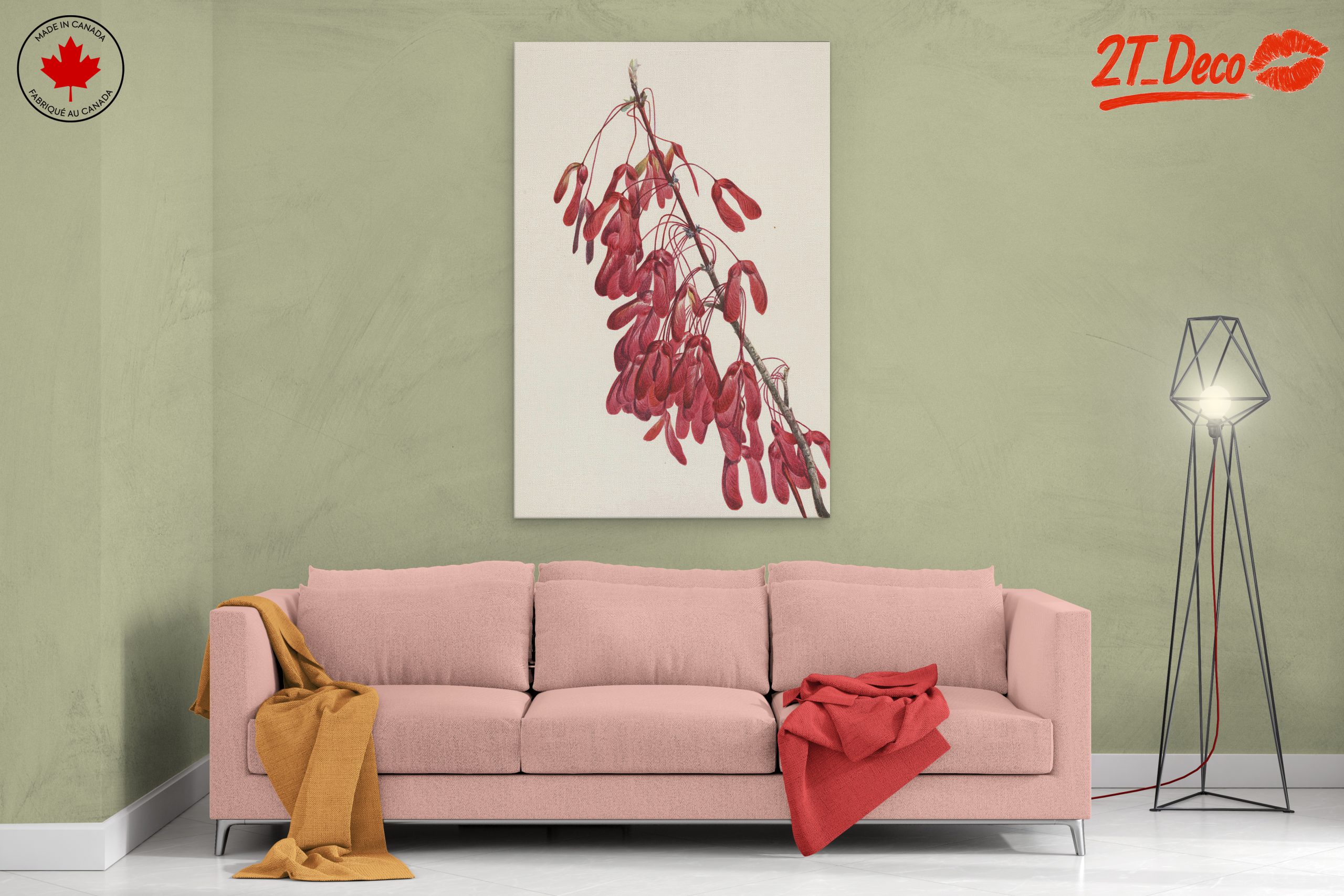 Elegant Botanical Artwork of Red Samaras - Image 2