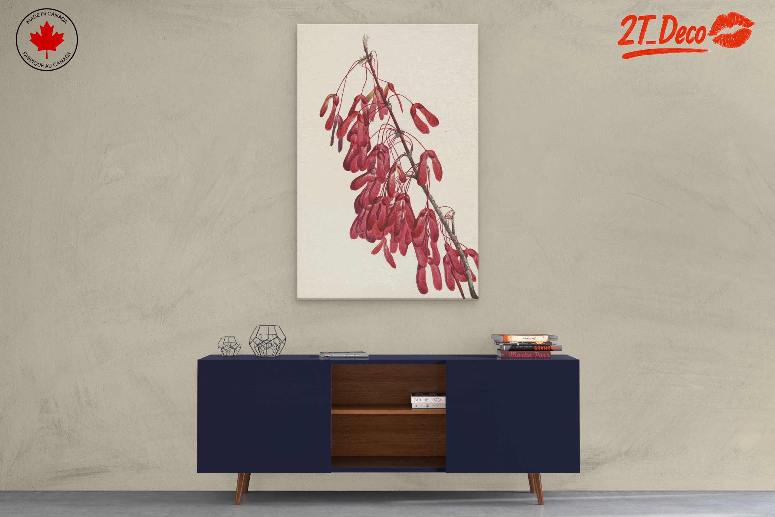 Elegant Botanical Artwork of Red Samaras - Image 3