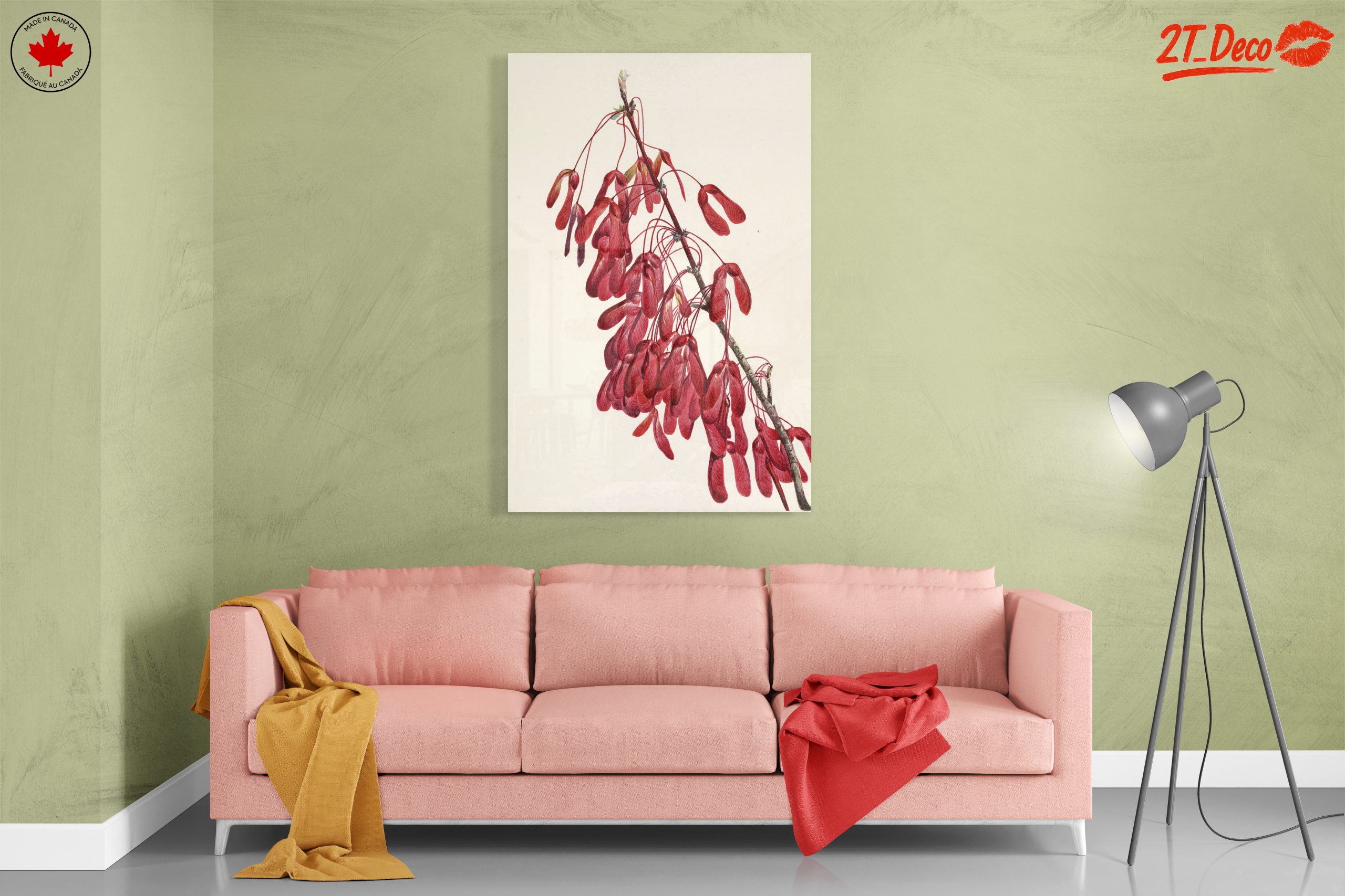 Elegant Botanical Artwork of Red Samaras - Image 7