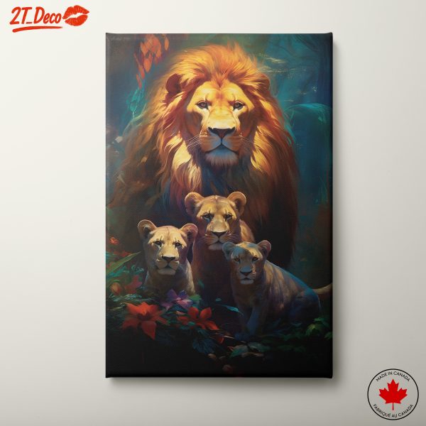 Majestic Lion Family in Vibrant Jungle