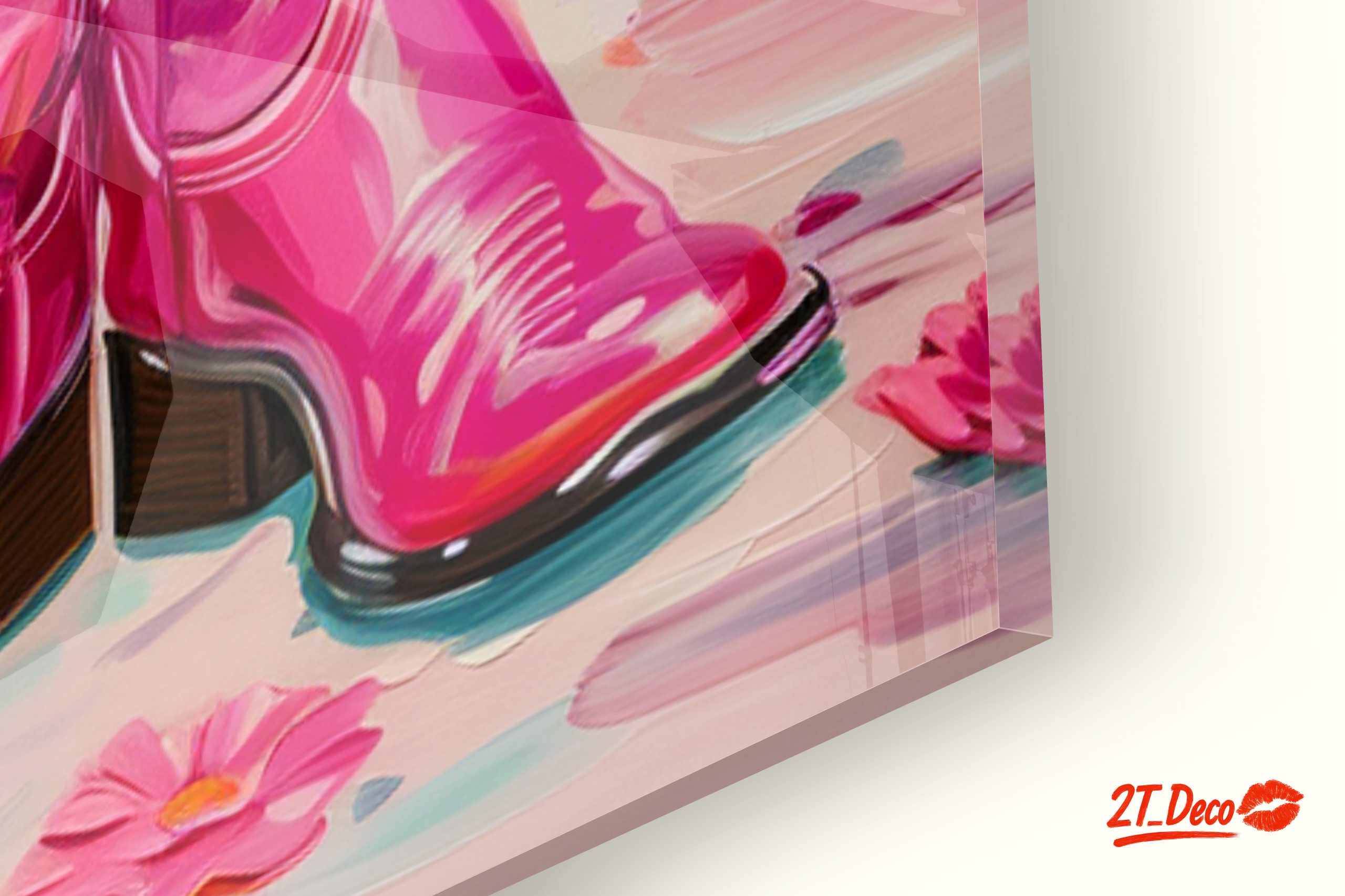 Pink Cowboy Boots with Flowers Art - Image 9